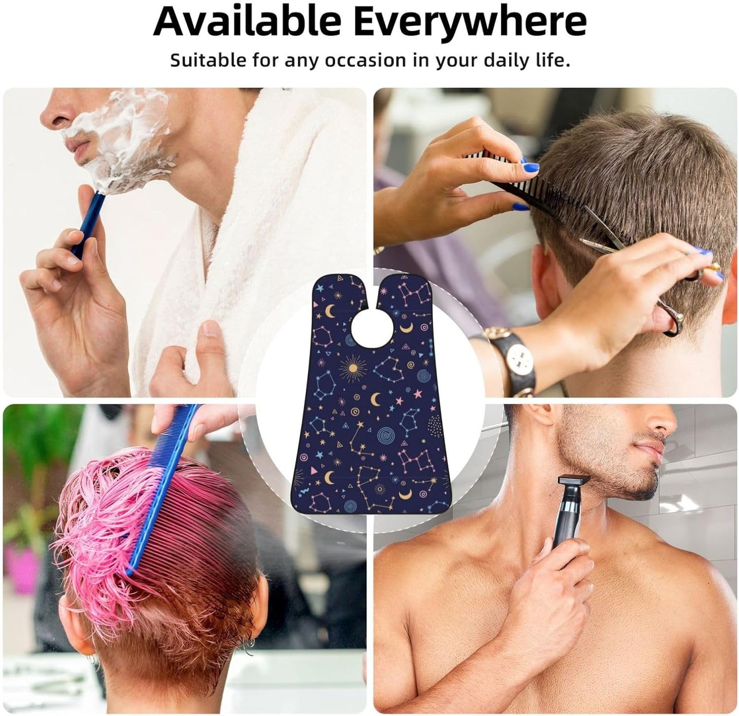 Beard Hair Catcher Bib, Waterproof Non-Stick Grooming Apron for Shaving Trimming, Perfect for Men Dad, Space Galaxy Zodiac Star Constellation Print Shave Bib