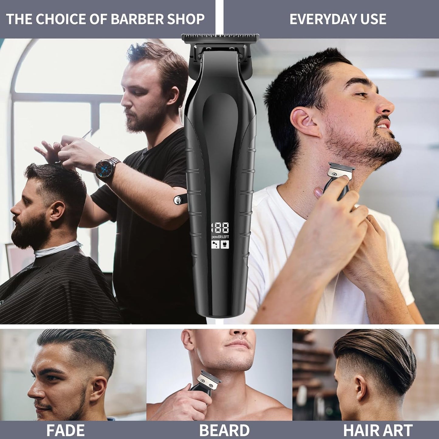 Beard Trimmer for Men Professional,Liners Trimmer Hair Clippers, Precision Edgers Barber Clippers,Zero Gapped T-Blade Hair Trimmer Kit with LCD Display, Hair Cutting Mustache Facial