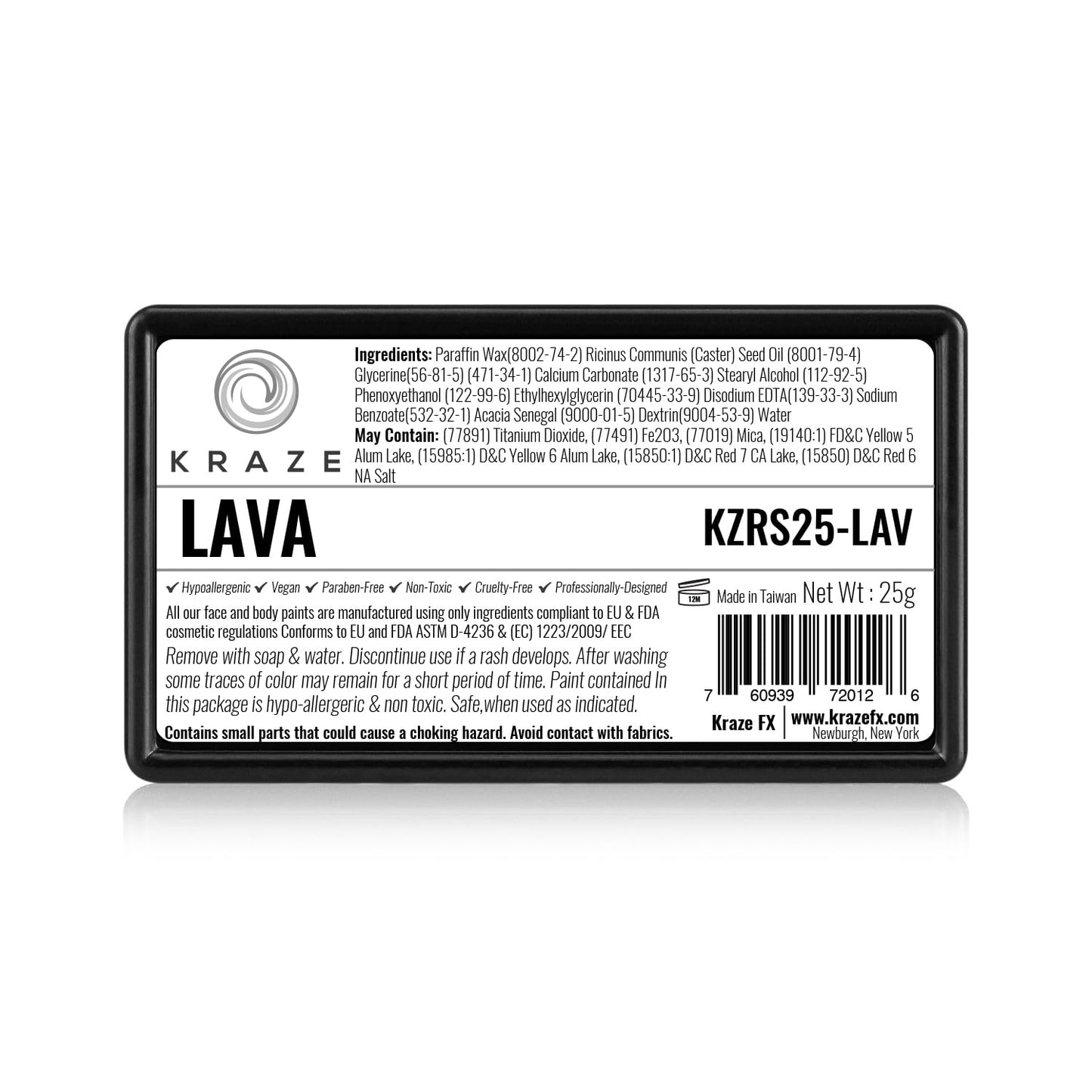 Kraze FX Dome Stroke - Lava (25 gm), Professional 1-Stroke Split Cake, Hypoallergenic, Non-Toxic, Water Activated Face & Body Painting Makeup Supplies for Sensitive Skin, Kid Safe, Adults