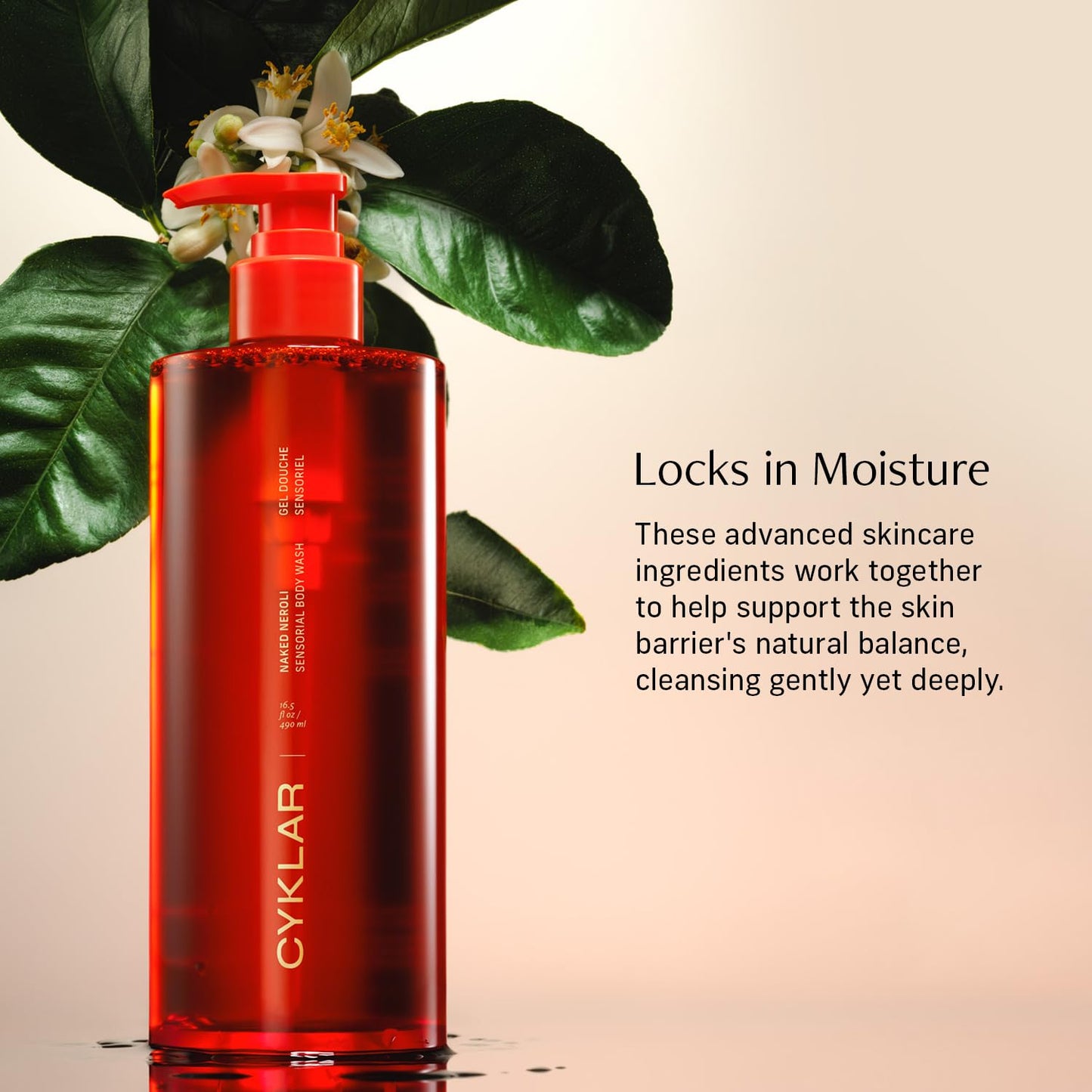 CYKLAR Sensorial Body Wash. Naked Neroli Hydrating Cleanser with Moisture Locking Multi-Oil Complex, Sodium PCA and Glycerin. Nourishing Shower Gel for Women and Men, 16.5 Fl Oz Luxury Bodywash