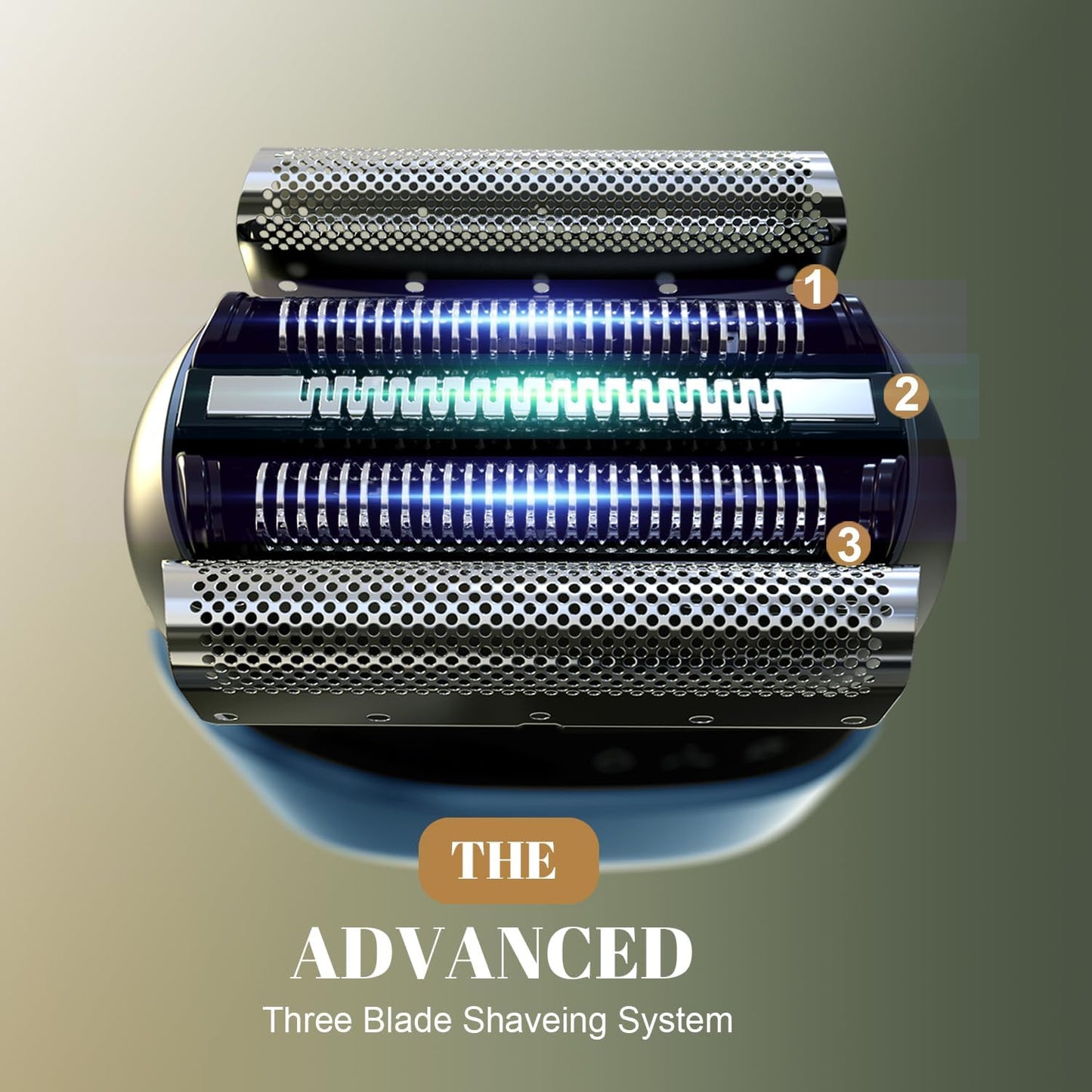 Electric Foil Shaver for Men: Portable Electric Razor for Beard/Face - 3 Floating Blade LED Display USB-C Fast Rechargeable - IPX7 Waterproof for Travel & Home - Blue