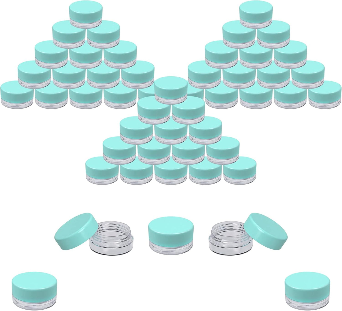 Houseables Sample Containers, Lip Balm Containers, Sample Jars, Mini Jars with Lids, Small, Empty, Makeup, Powder, Gloss, Cosmetic, Tiny, Chapstick, Dab, Wax, Scrub, Little, Blue Plastic, 3 Gram, 50PK