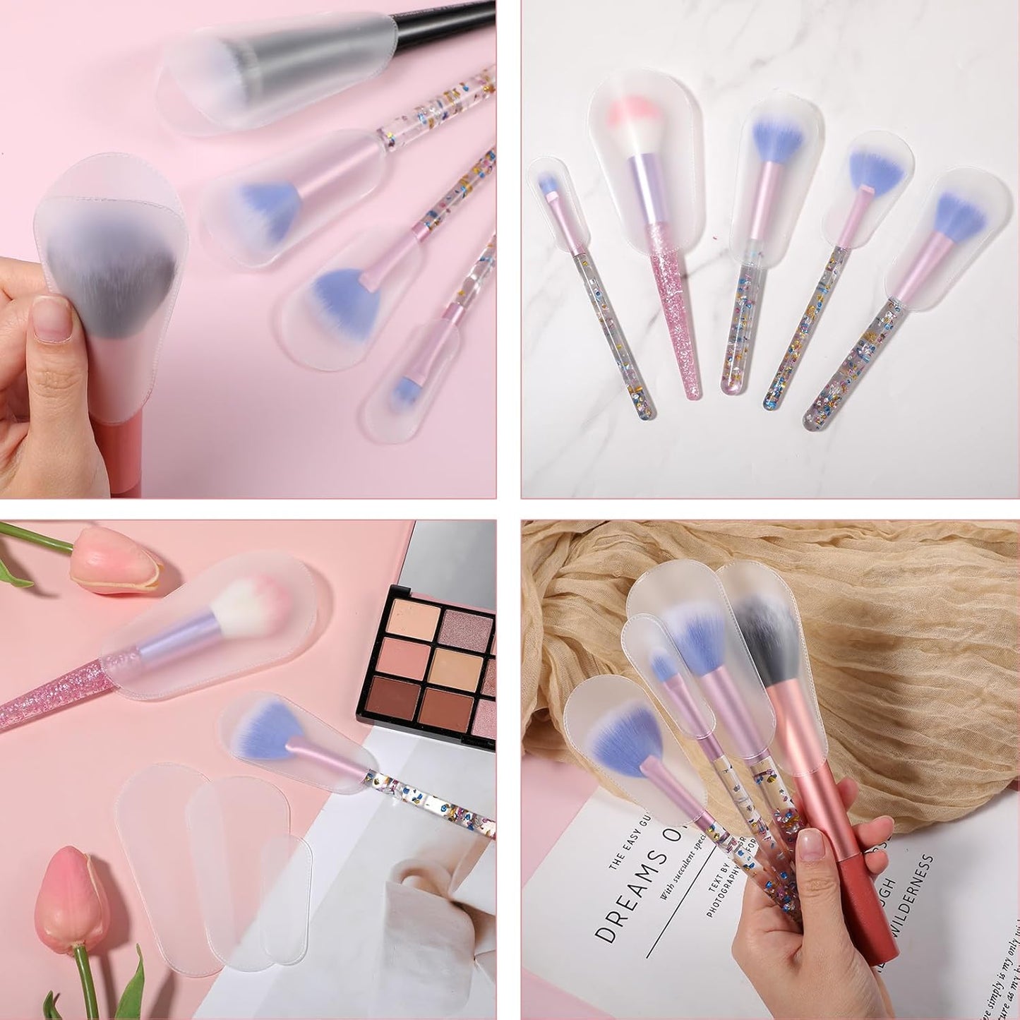 30 Pcs Makeup Brush Covers, 5 Sizes Portable Dustproof Cosmetic Brush Protectors, Lightweight Protective Plastic Make up Brush Guards for Travel & Daily Safe Storage Organizer