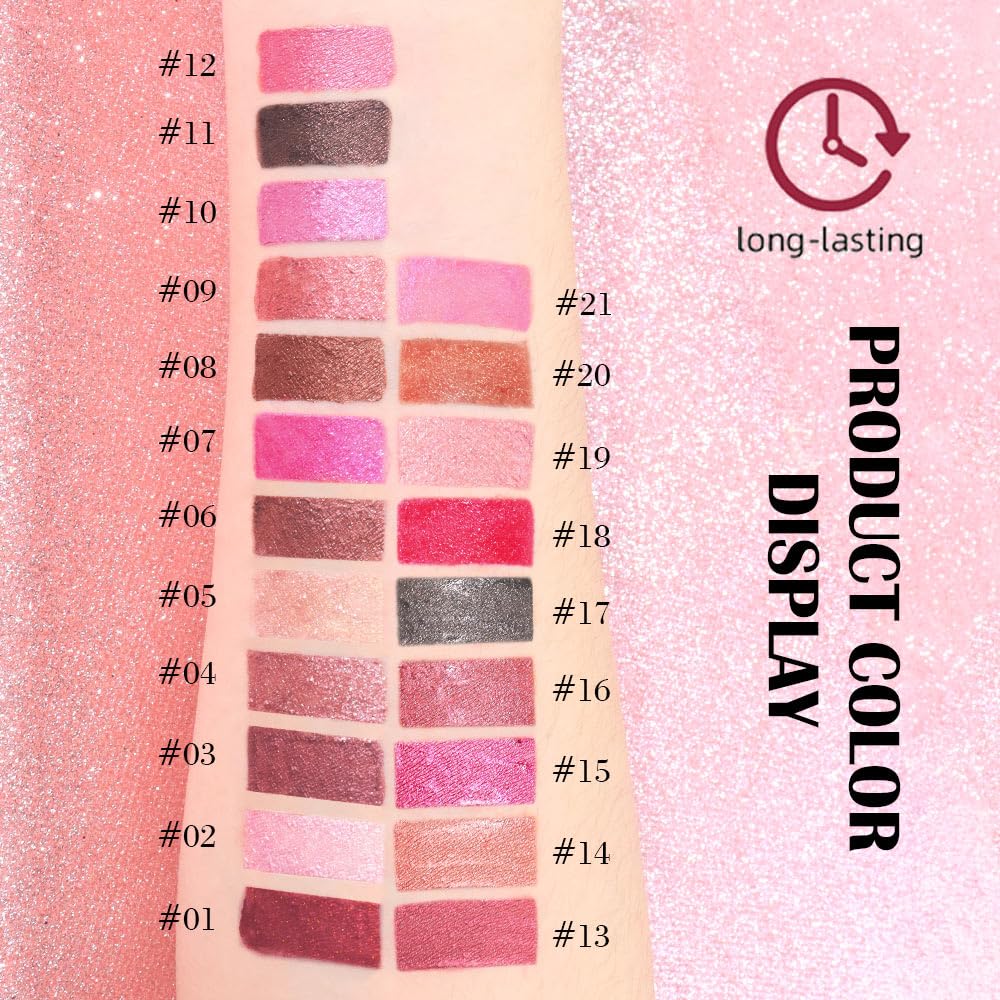 Kaely 2-in-1 Rose Metallic Lipstick and Lip Liner, Shimmer Liquid Metallic Lipsticks for Women, Glitter Lip Gloss Stain Long Lasting Waterproof Smudge Proof 24 Hour, Vegan Makeup, 15