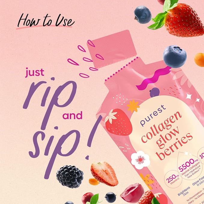 Collagen Glow Berries x 30 SACHETS - 1 Month Supply Collagen Supplement Drink