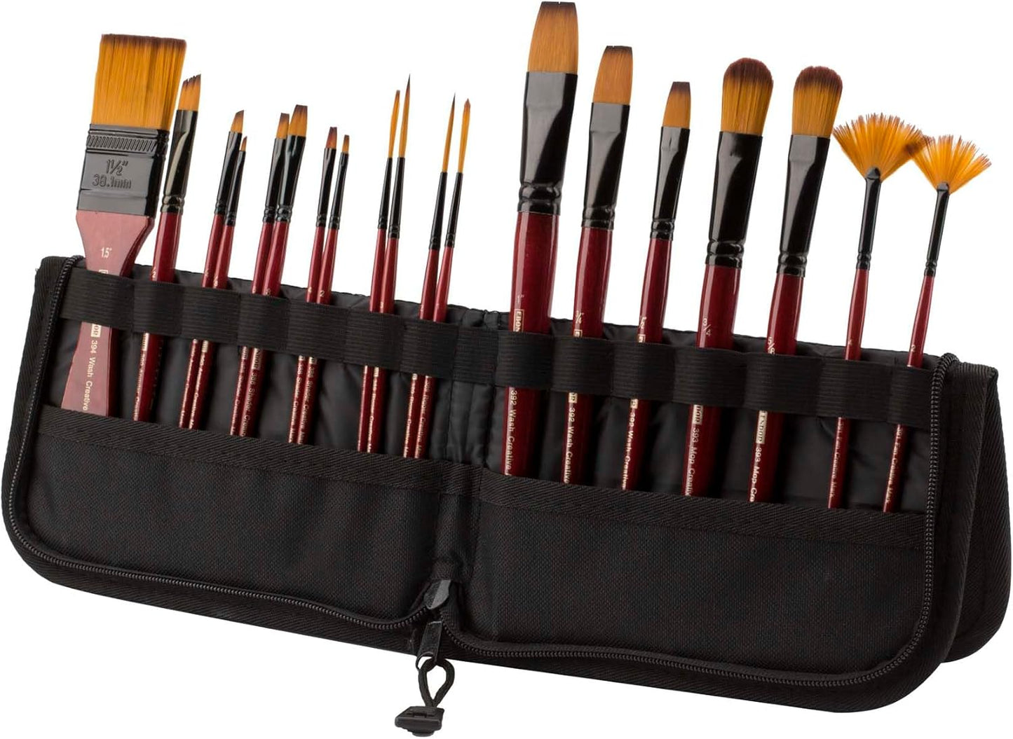 Creative Mark Folding Paint Brush Easel & Travel Case 9" Long - Compact Brush Holder Organizer for Short Handled Paintbrushes - Durable Paint Brush Bag for Storage - Holds up to 20 Brushes
