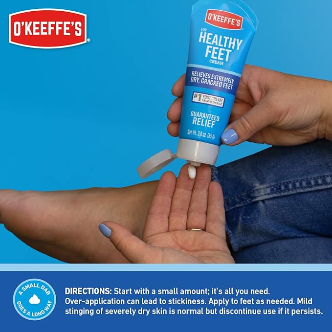 O'Keeffe's for Healthy Feet Foot Cream - 7 oz Tube (2 Pack) - Guaranteed Relief for Extremely Cracked, Dry Feet, Repairing Skincare, Instantly Boosts and Retains Moisture Levels