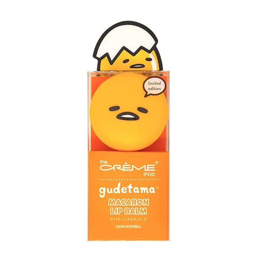 The Crème Shop x Gudetama Macaron Lip Balm, Korean Lip Balm with Shea Butter and Vitamin E - Peach Gummies