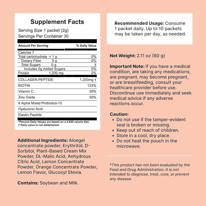 IMCOKE Collagen Powder with Biotin, Ultra-Low Molecular Weight, Supports Skin, Hair & Nails, Made in Korea, 30 Sticks