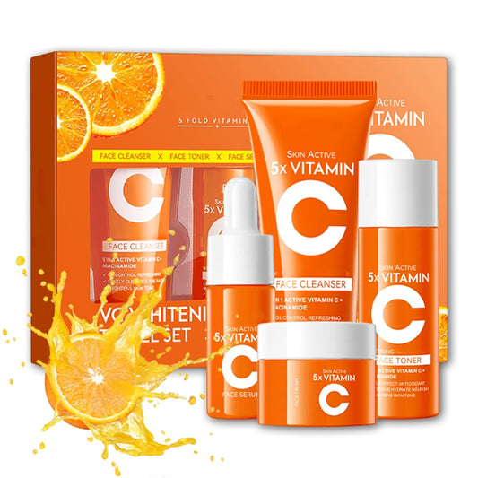 Skin Care Set Kit Vitamin C Korean Skincare Set Skin Care for Kids Includes Toner, Serum,Cleanser Gift Set for Women Teens Girls (4pcs Travel Set)