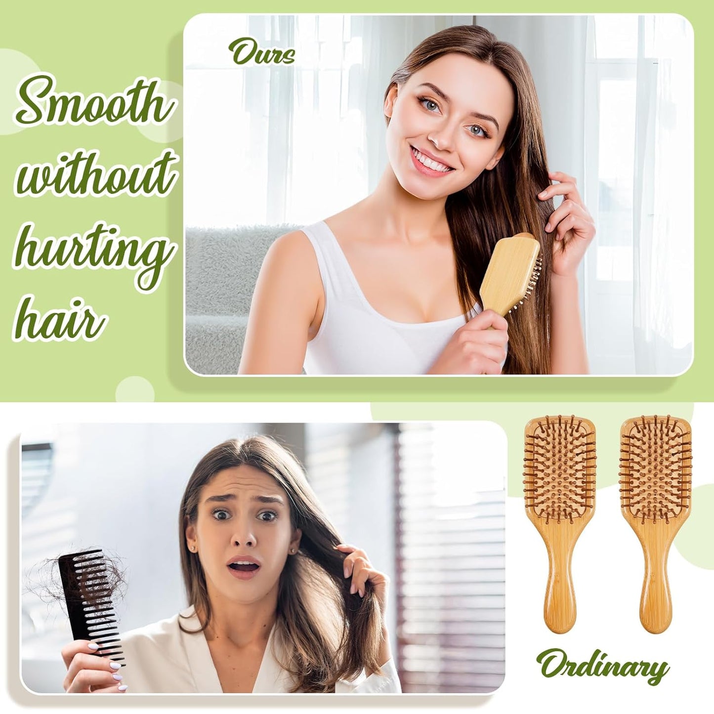 Tessco for you 12 Pcs Christmas Bamboo Hair Brushes Thanksgiving Bulk Wooden Paddle Brush Scalp Massage Bristle Anti Static Engraving DIY Gift for Women Wedding(7.87'' X 2.56'',Natural)