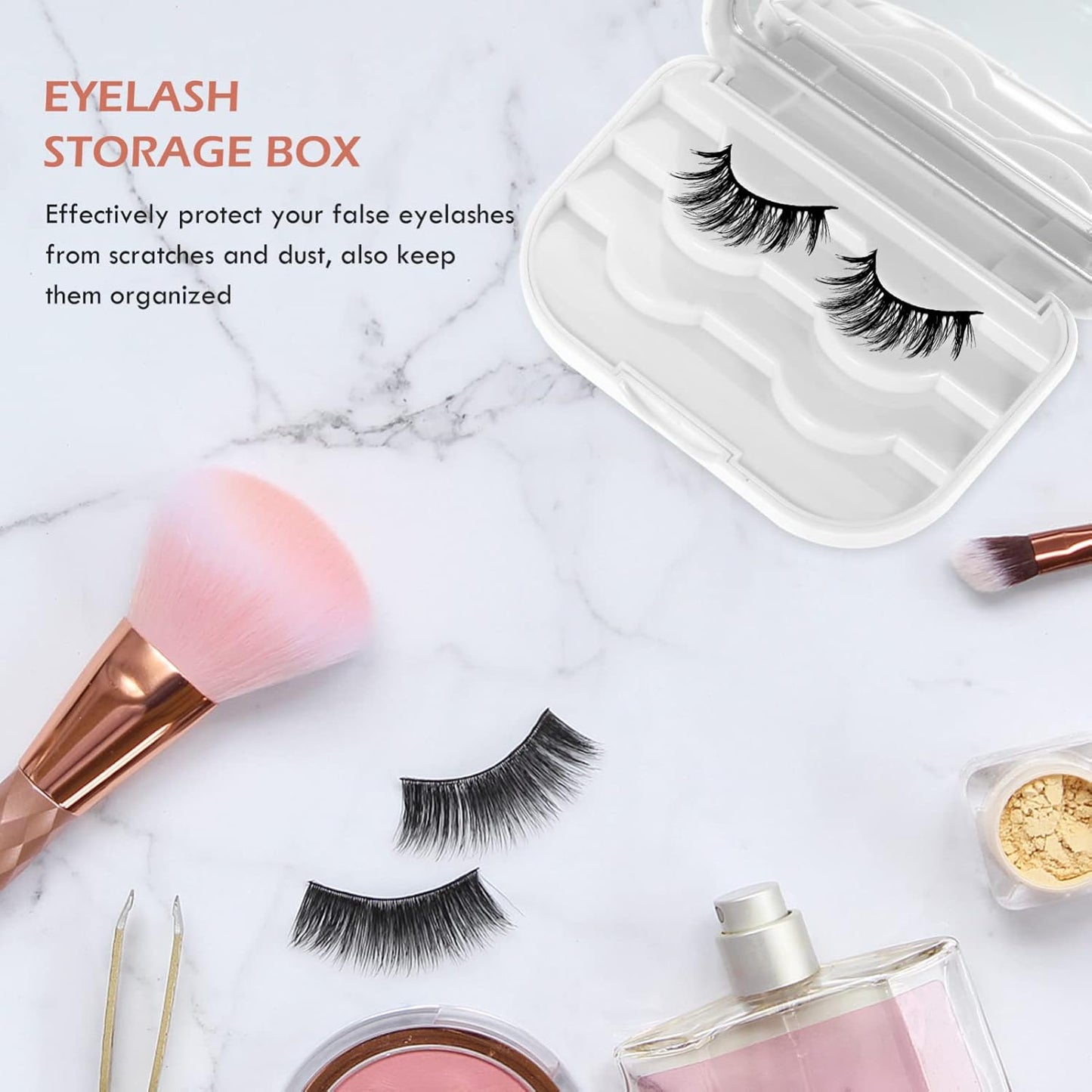 Lurrose Makeup Case Organizer False Eyelash Storage Case with Mirror False Eyelash Holder Empty Eyelash Storage Cases Magnetic Strip Lash Container for Makeup, White Magnetic Travel Containers