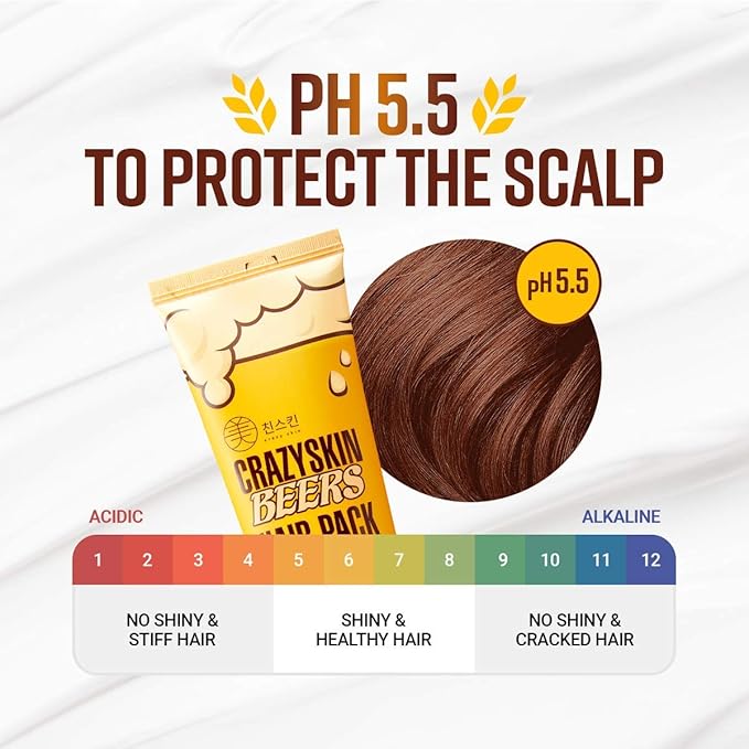 CRAZY SKIN Hair Treatment Mask - pH5.5 Beer Yeast, Protein, Keratin, Argan Oil, Collagen - Repairs Dry, Damaged or Color Treated Hair 6.77oz(200ml)