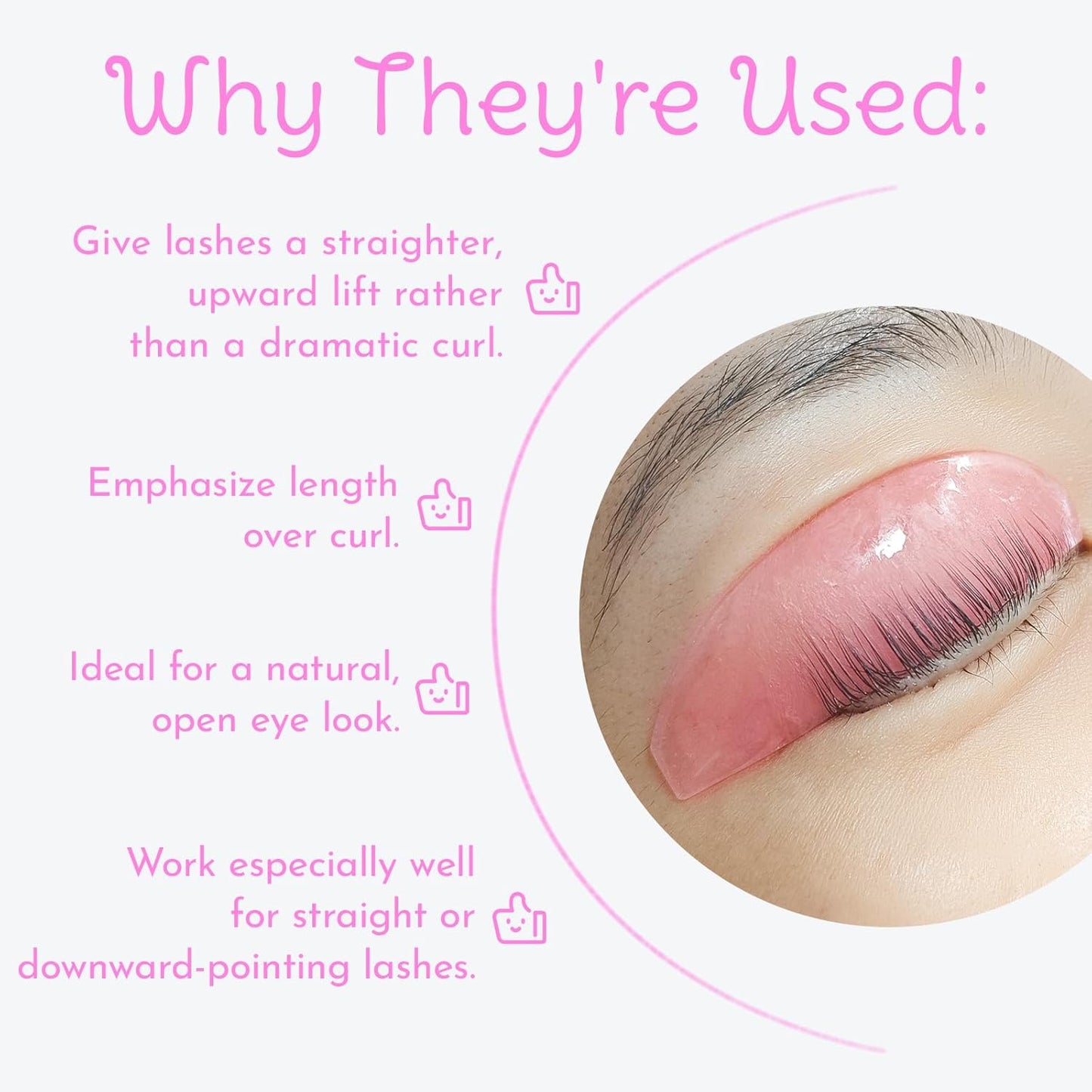 Lash Lift Shields Flat, Lomansa Korean Lash Lift Pads Super Sticky Glueless For NO.1 Perm Soften Lash Lift Rods (Rose)