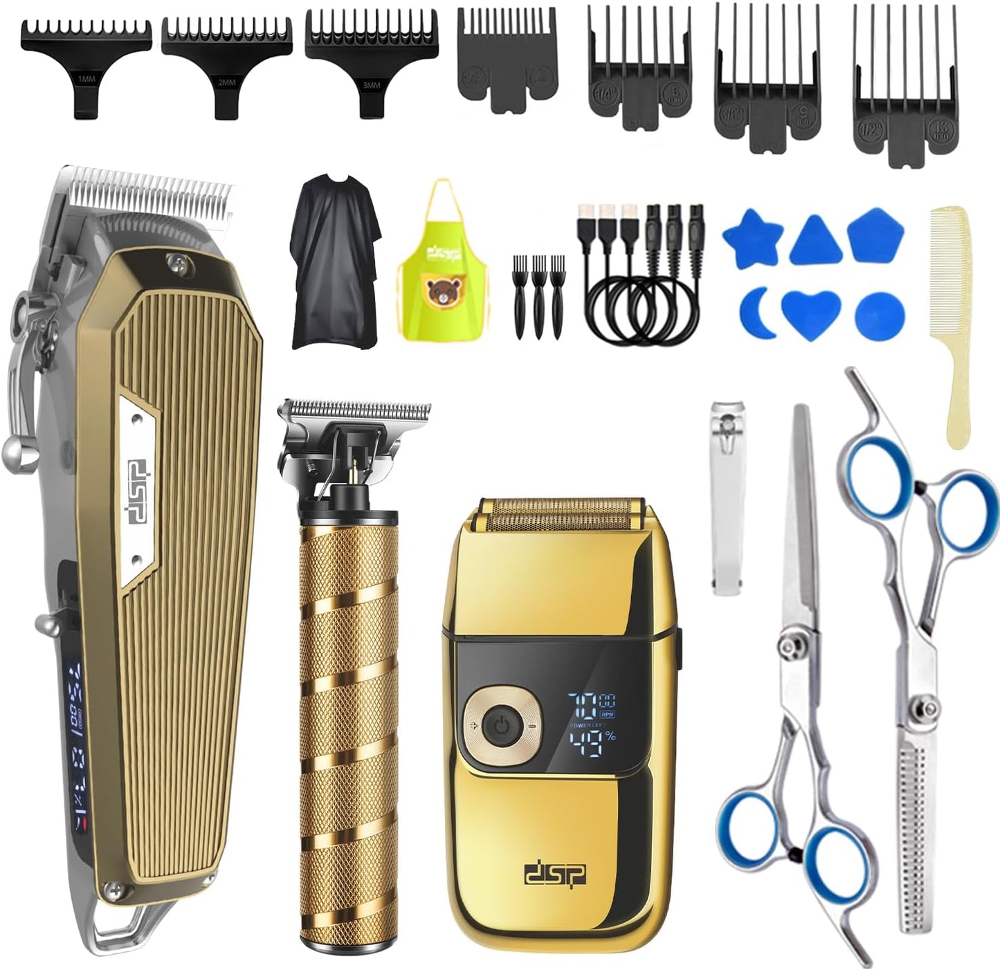 DSP® Professional Barber Clippers Set for Men - Cordless Bald Shaver Men Clippers and Trimmers Set - All in one Complete Kit