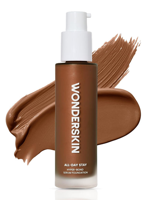 Wonderskin Hyper-Bond Serum Foundation – Waterproof, Transfer-Proof, 24HR Longwear Face Makeup with Niacinamide & Hyaluronic Acid – Lightweight, Natural Finish, Vegan & Cruelty-Free (Spark)