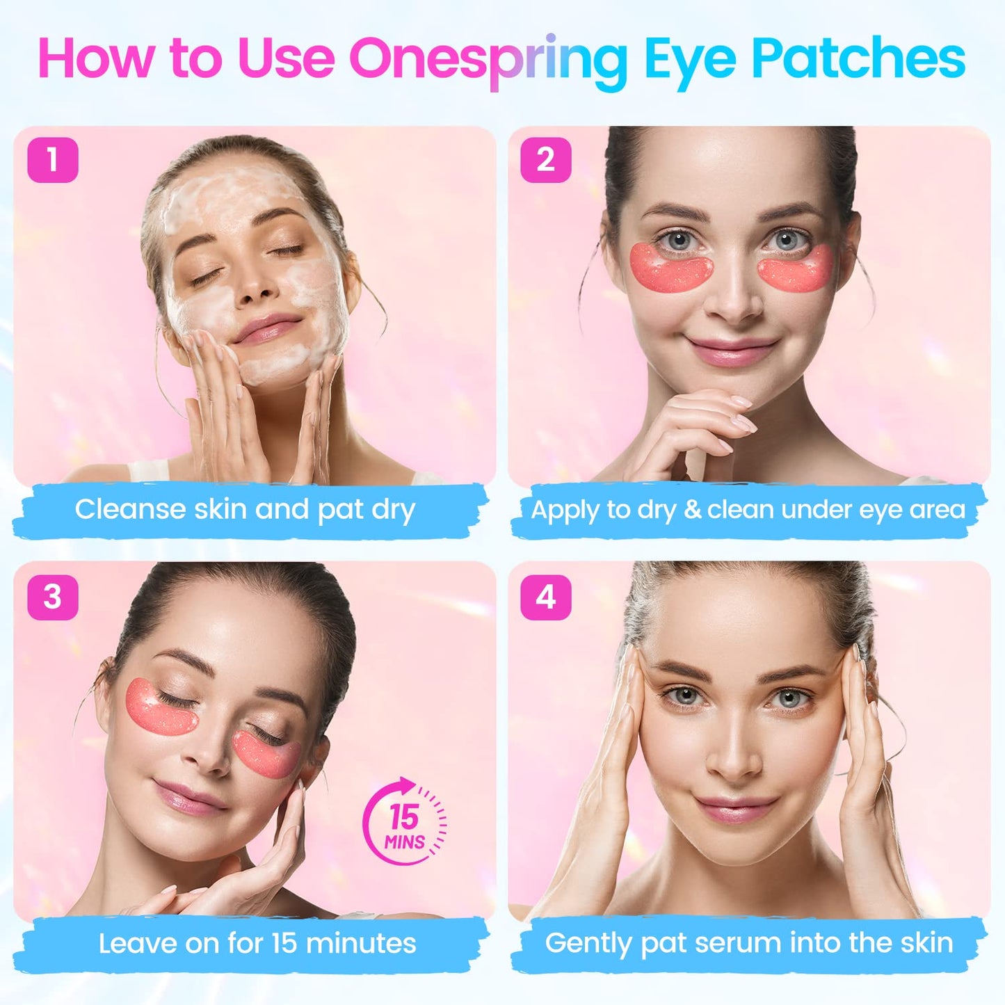 Eye Masks (8 Pairs) - Travel Essentials - Under Eye Patches for Dark Circles, Puffiness, Fine Lines with Collagen, Revitalises and Refreshes Your Skin, Bridesmaid Gifts for Her