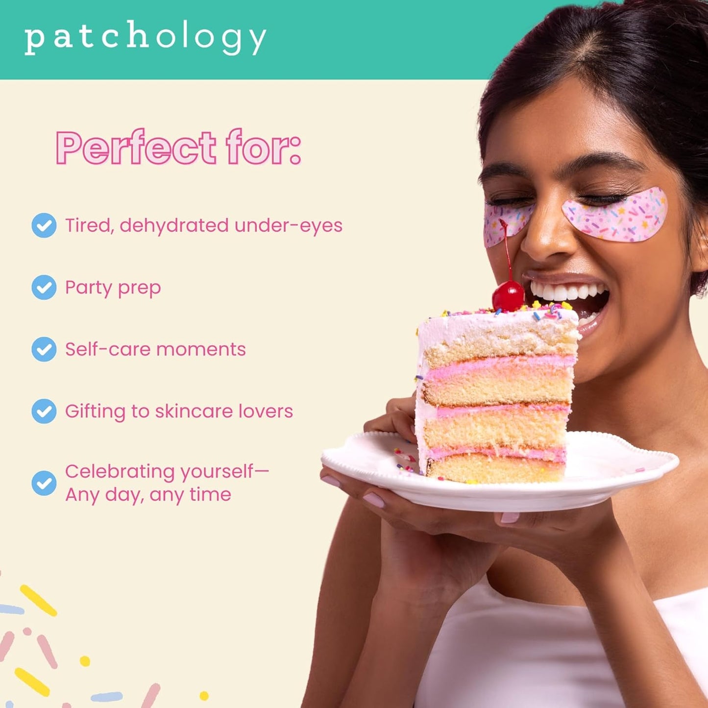Patchology Eye Want Cake Limited Edition Hydrating & Smoothing Eye Patches – Under Eye Masks for Puffy Eyes, Dark Circles, and Fine Lines – Birthday Cake Inspired Self-Care Essentials, 5-Pack