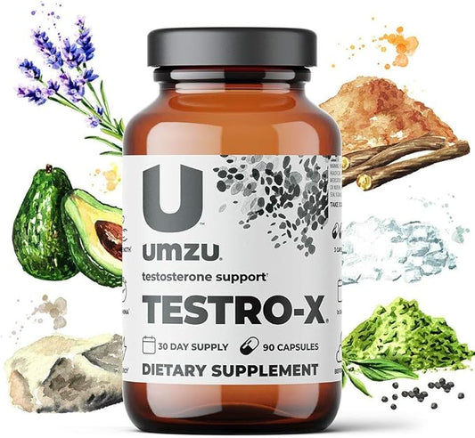 UMZU Testro-X Testosterone Supplement for Men | Support Energy, Strength, Stamina & Healthy T Levels (30 Day Supply | 90 Capsules)