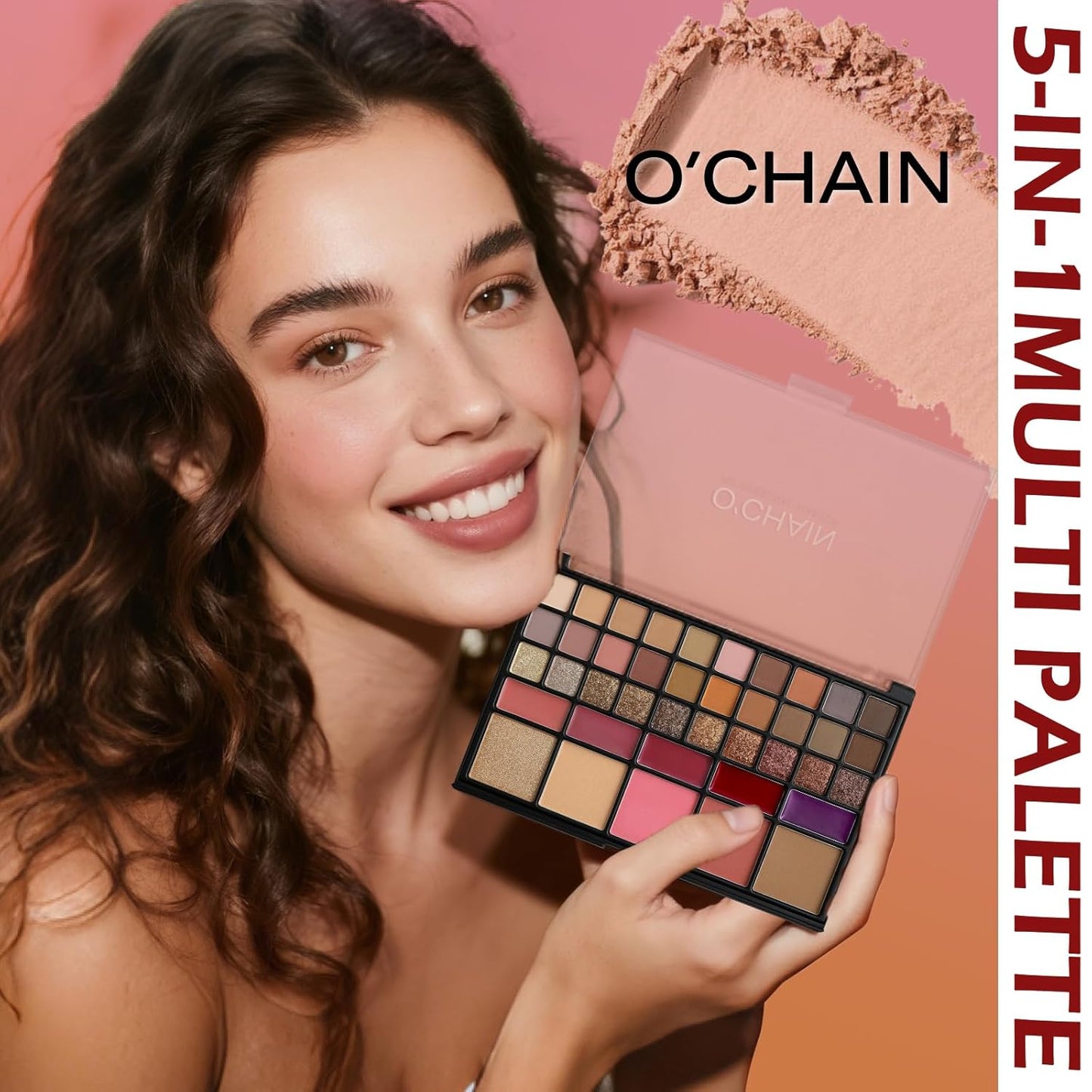 O'CHAIN 40 Colors Makeup Palette Set, with 30 Eye Shadows, 5 Lipsticks, 5 Face and 15 Professional Makeup Brushes, Vegan & Cruelty-Free, for All Skin Tones Beauty Kit