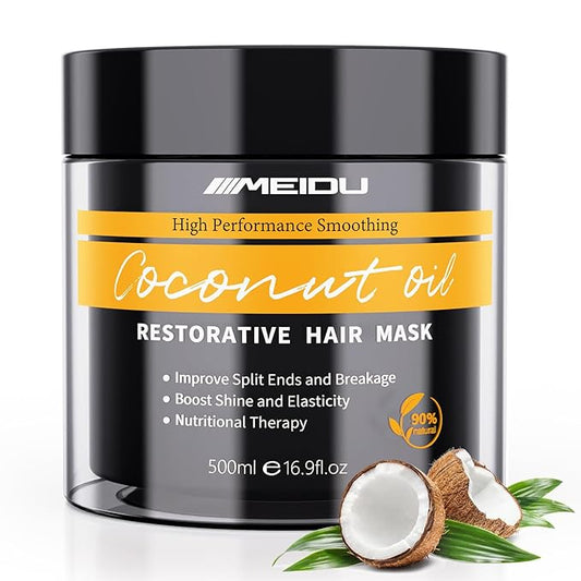 Meidu Keratin Hair Mask Treatment, Hair Mask for Dry Damaged Hair, Deep Repair Conditioning Hair Mask, Coconut Oil Hydrating Hair Mask for All Hair Types (16.9 Fl Oz)