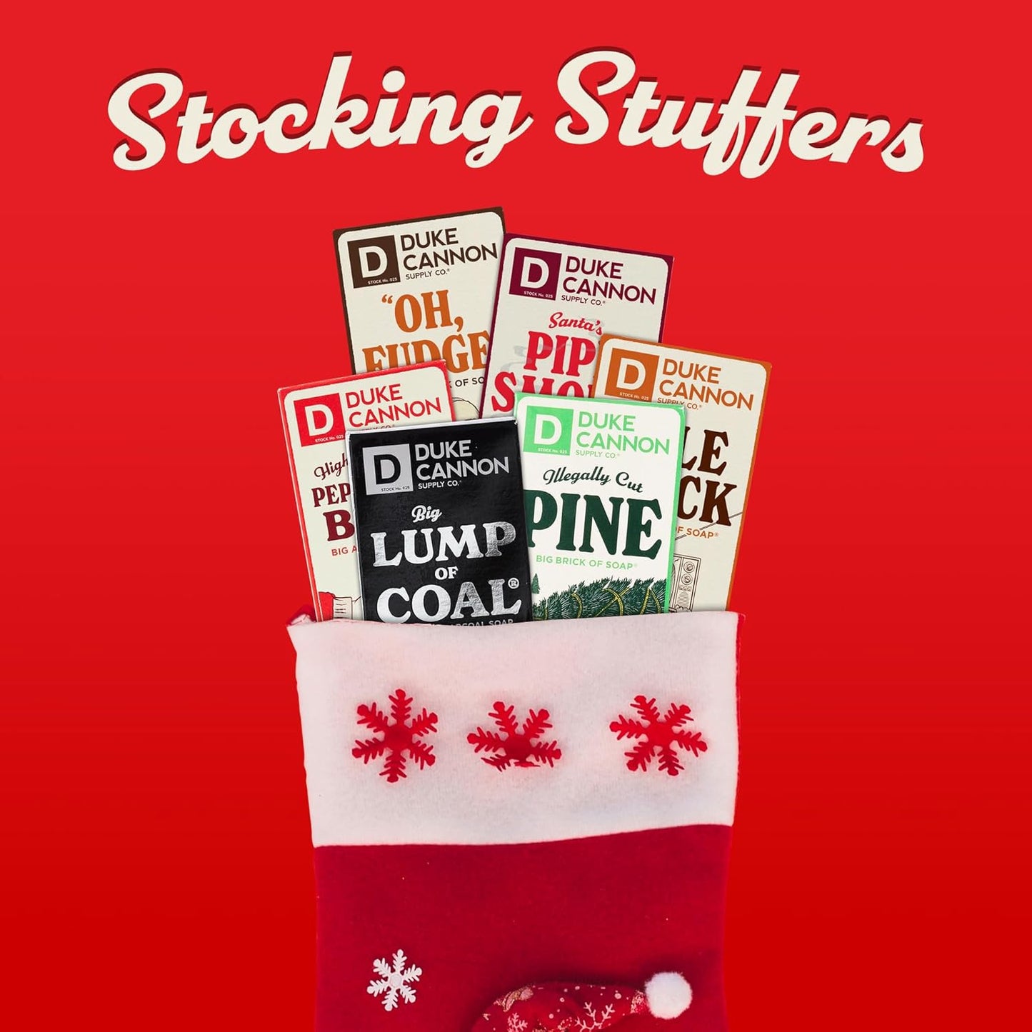 Duke Cannon Supply Co. Holiday Naughty & Nice Gift Set - Full Size Lump of Coal Soap & 3 Junior Soaps (American Bourbon, Sawtooth, Midnight Swim)