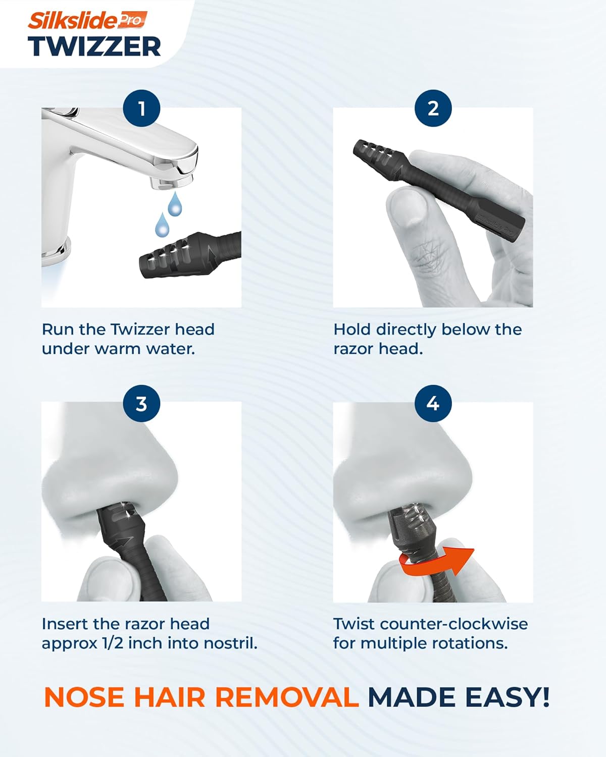 TWIZZER, Nose Hair and Ear Hair Trimmer for Men and Women, Twist and Trim Nasal Hair Removal, German Blades, Patented Design, No Electricty or Batteries