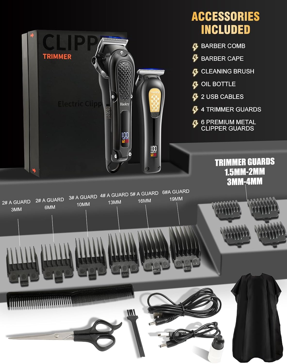 Hair Clippers & Trimmer for Men,Professional Barber Clippers and Trimmers Set,Mens Cordless Hair Clipper for Barbers Haircut Kit,Beard Trimmer,Rechargeable Electric Shaver