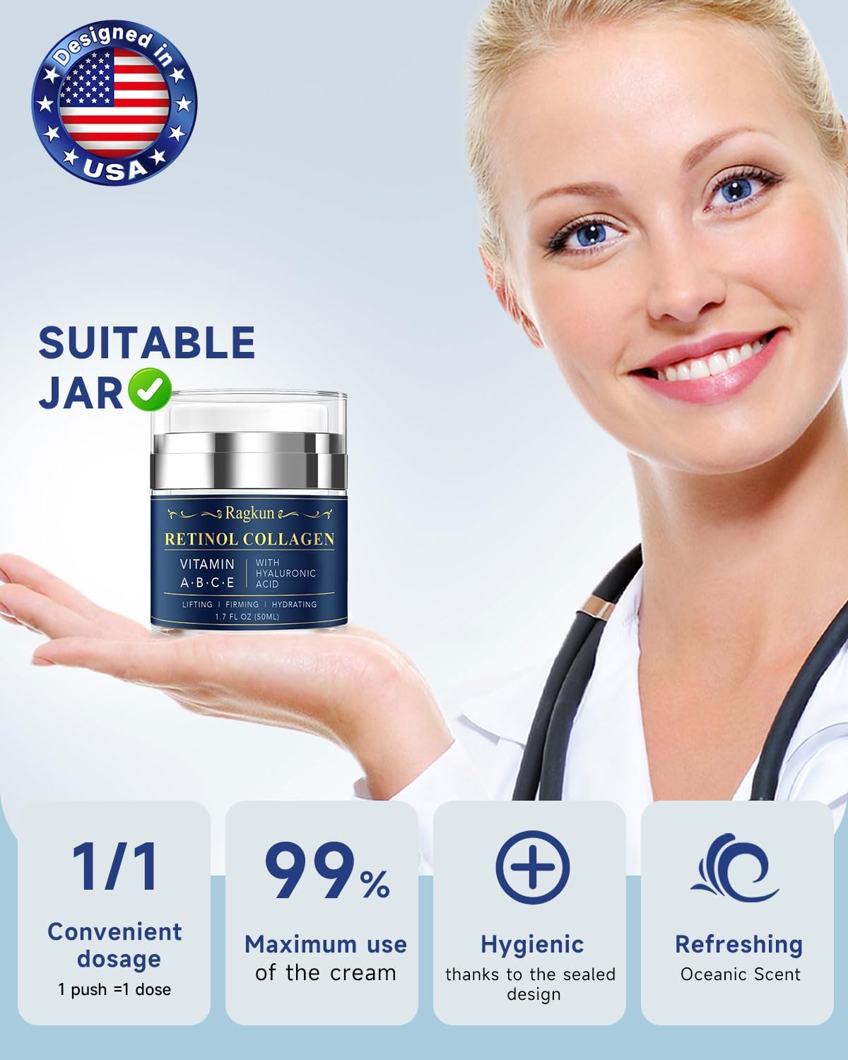 Retinol Cream for Face, Collagen Neck Creams for Tightening and Firming, Anti Aging Day & Night Facial Moisturizer for Women & Men, Instant Face Lift Wrinkle Cream 1.7 fl. oz with Neck Creams