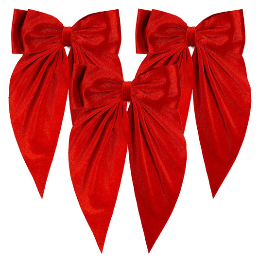 3 PCS Large Velvet Hair Bows, Oversized Long Tail Bows with Aliigator Clips, Coquette Hair Accessories for Women and Girls (Red)