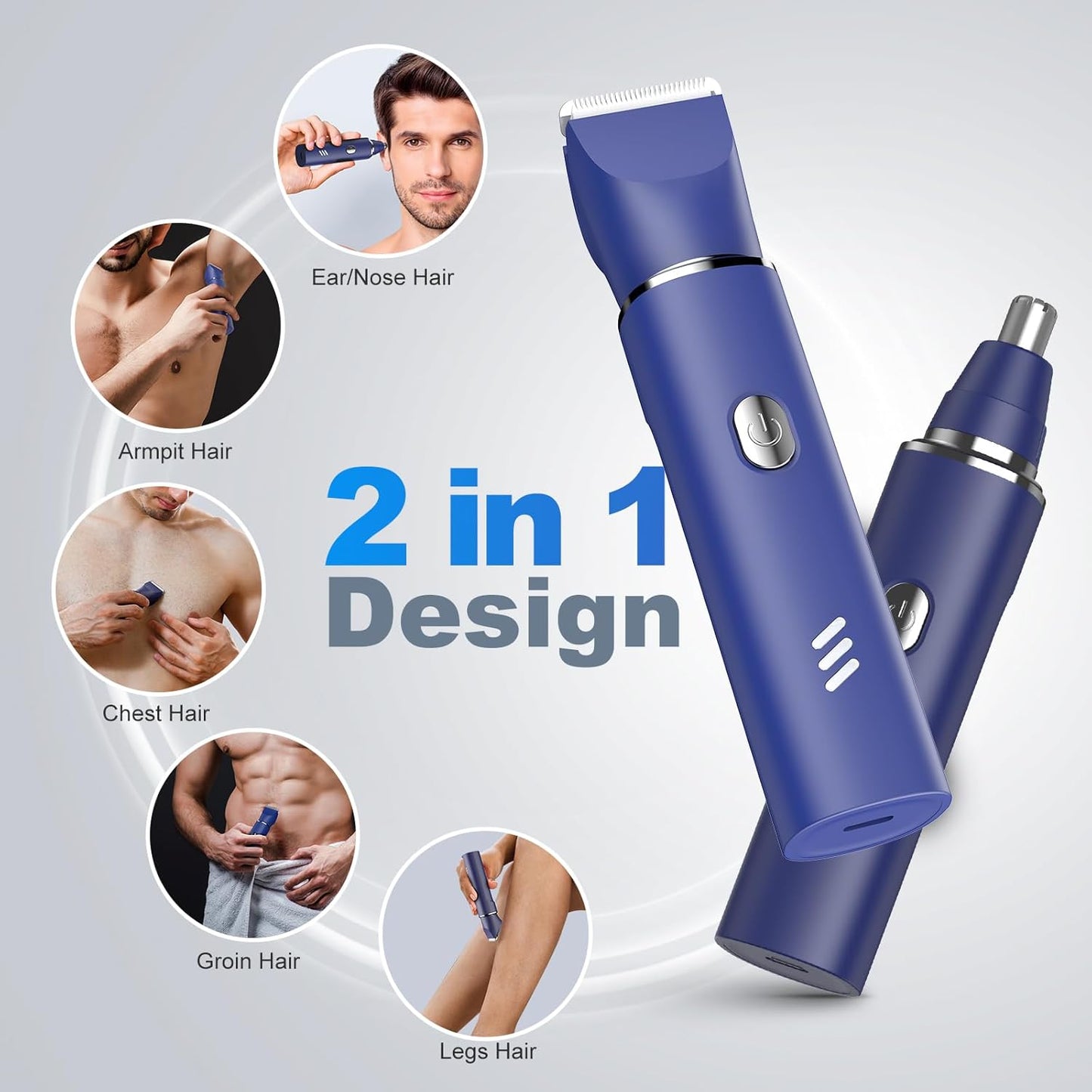 Electric Razor for Men: Manscape Body Trimmer for Mens Gifts, Electric shavers, IPX7 Waterproof, USB-Rechargeable,Replaceable Blade, Blue
