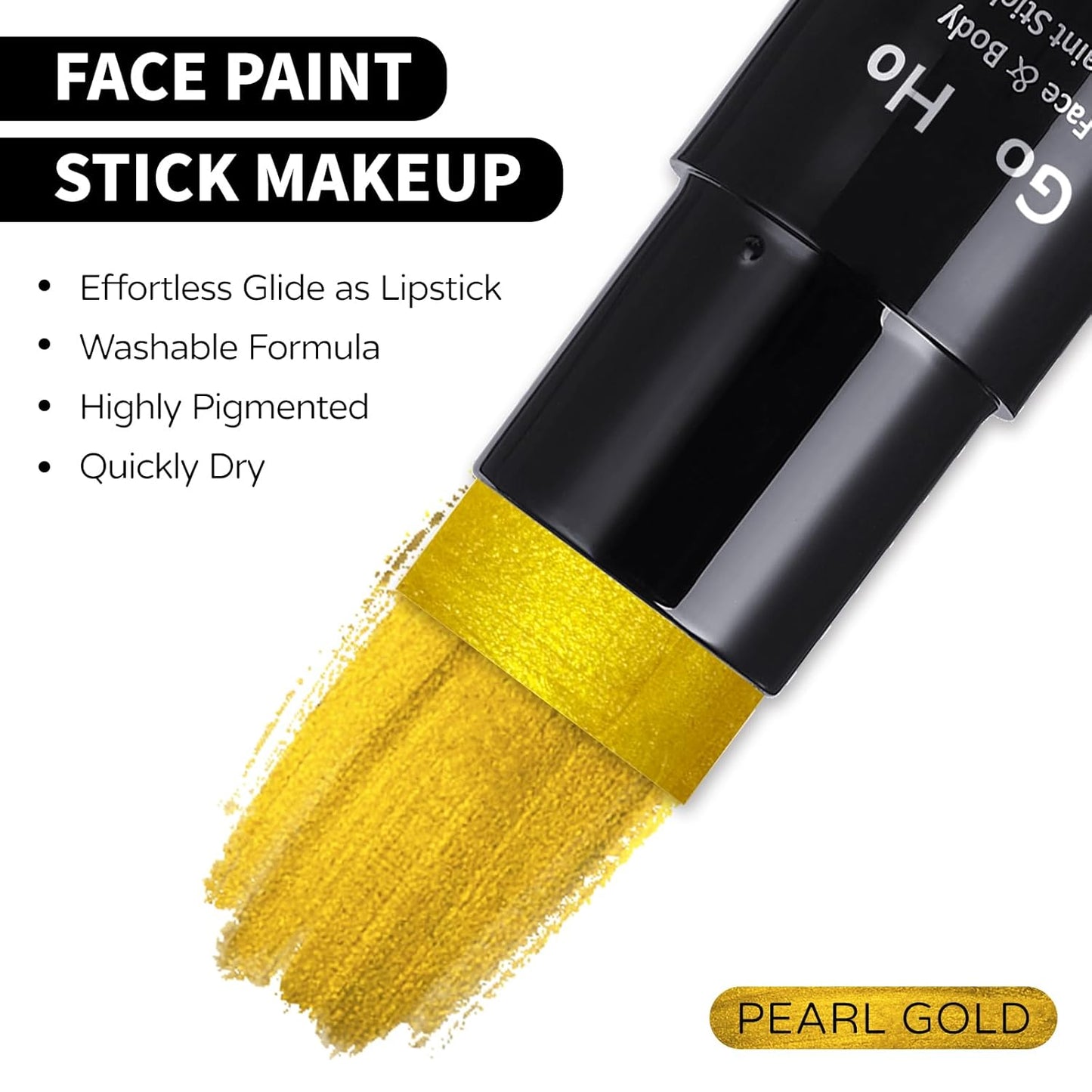 Go Ho Metallic Gold Face Body Paint Stick,Washable Face Paint Gold Eye Black,Non-toxic Cream Body Paint for Halloween Costumes Cosplay SFX Makeup