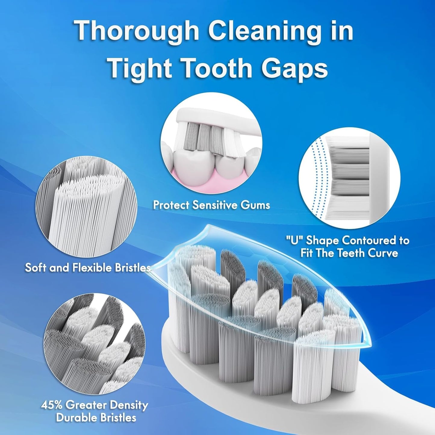 Electric Toothbrush, 10 Brush Heads & Travel Case, 42,000 VPM Electric Motor & USB Charging, 5 Modes with Smart Timer, Ultra Whitening Toothbrush for Adults and Kids