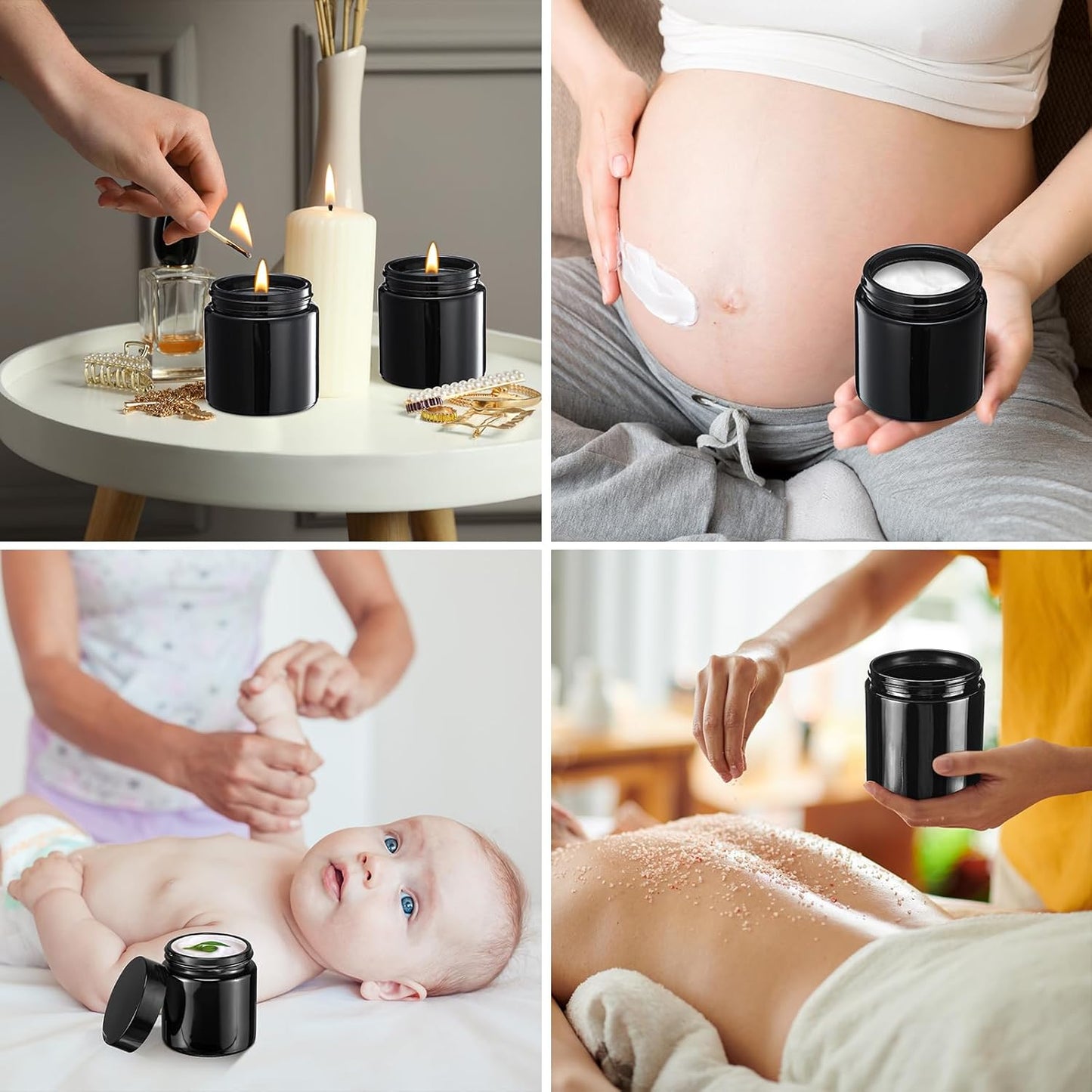 Norme 4 oz Glass Jars with Lids Leakproof Round Airtight Empty Cosmetic Jars with Inner Liners Lid for Storing Lotions Powder Ointments Candle Making Tins(96 Pcs,Black)