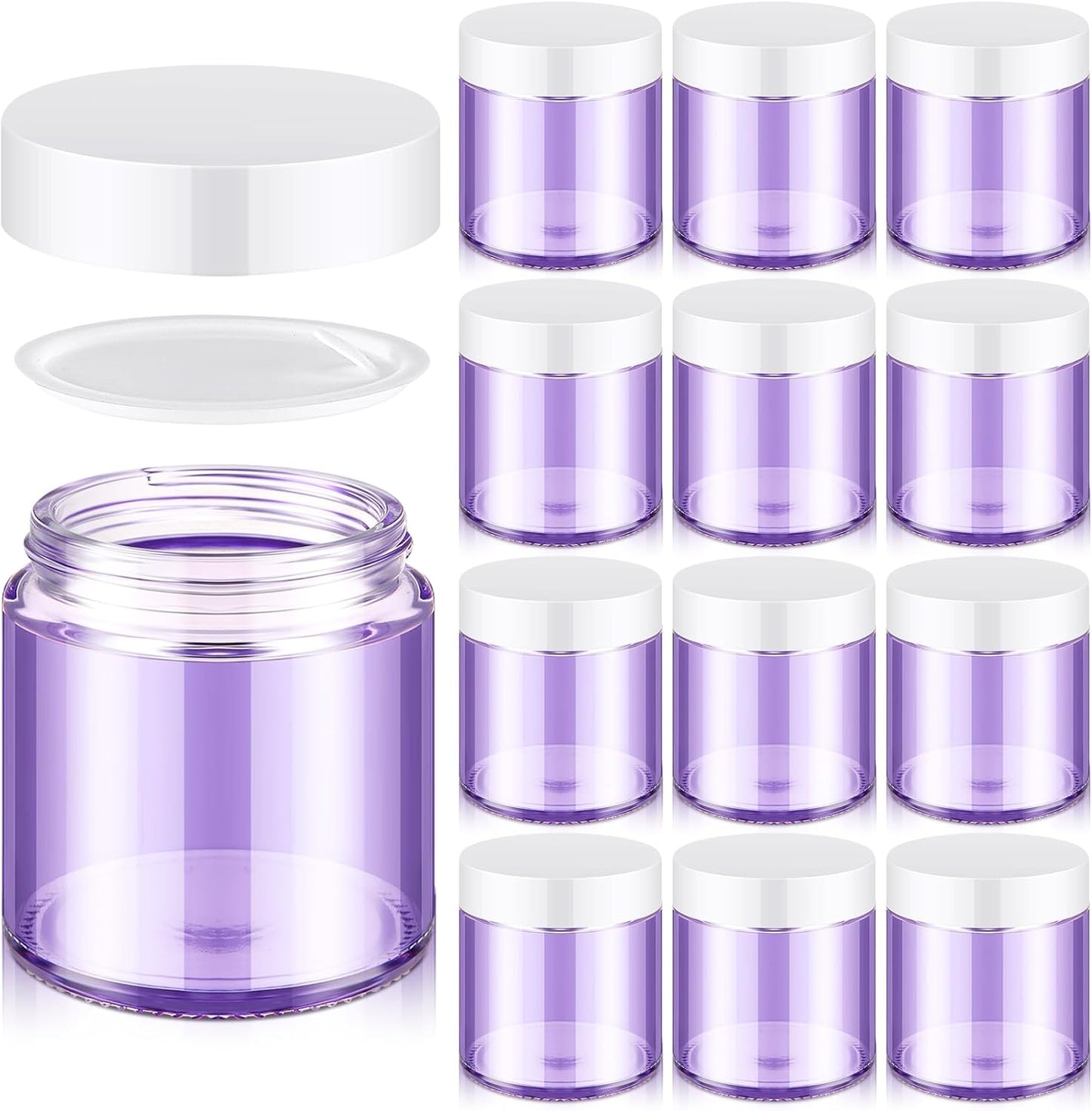 Norme 12 Pcs 4 oz Glass Jars with Lids Leakproof Round Airtight Empty Cosmetic Jars with Inner Liners Lid for Storing Lotions Powder Ointments Candle Making Tins (Light Purple)