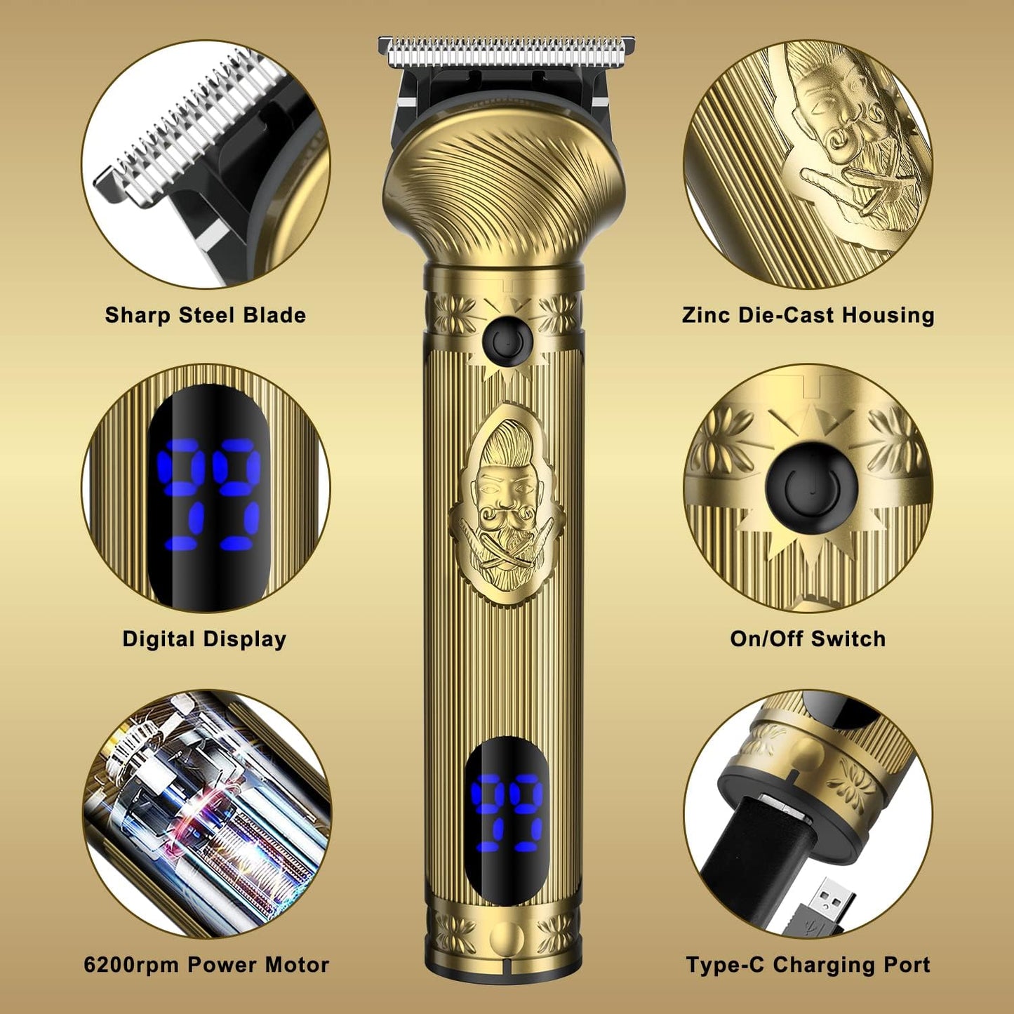 Beard Trimmer Kit for Men - Professional 6 in 1 Hair Clipper Trimmer, Cordless Multi Groomer, Mens Grooming Kit for Beard, Face, Body Nose Electric Razor with Travel Case as Gifts for Him