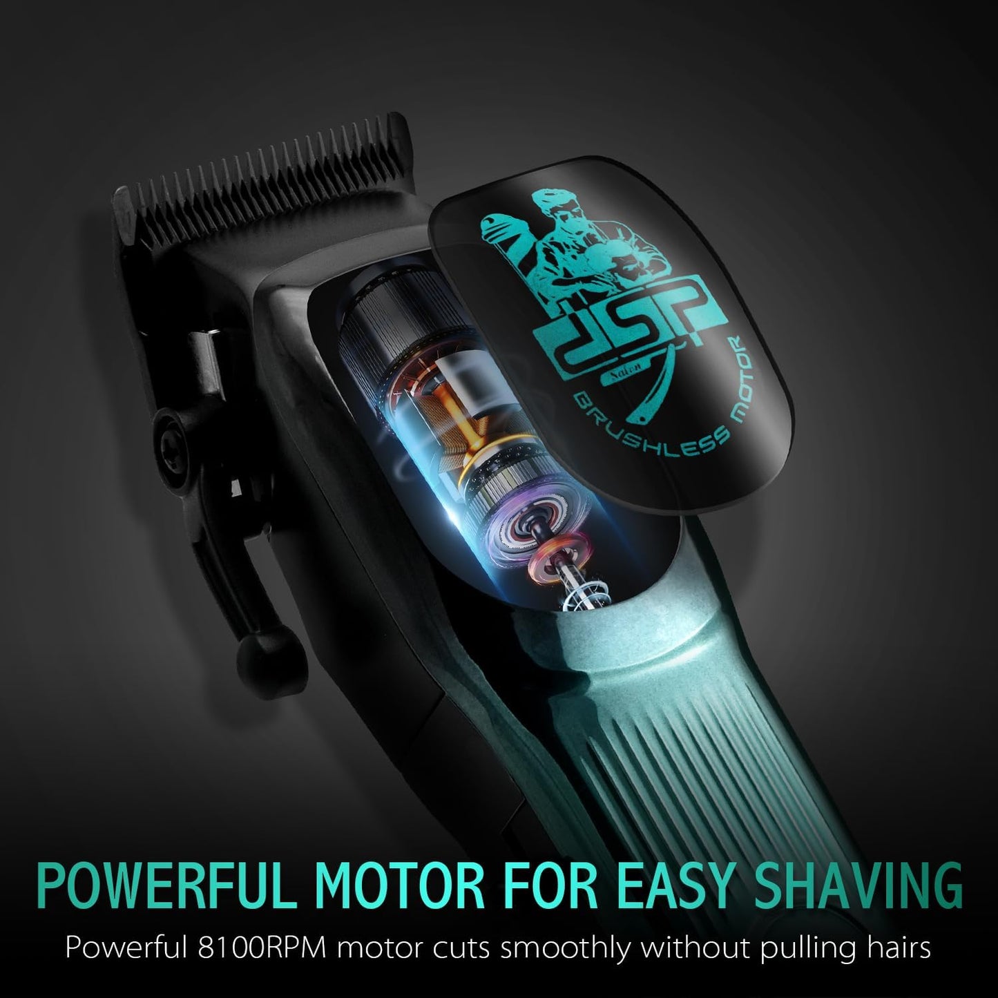 DSP Professional Hair Clipper for Men, Brushless Motor with 4CR DLC+Ceramic Blade, Rechargeable Cordless Hair Cutting Kit- Gift for Men (Green)