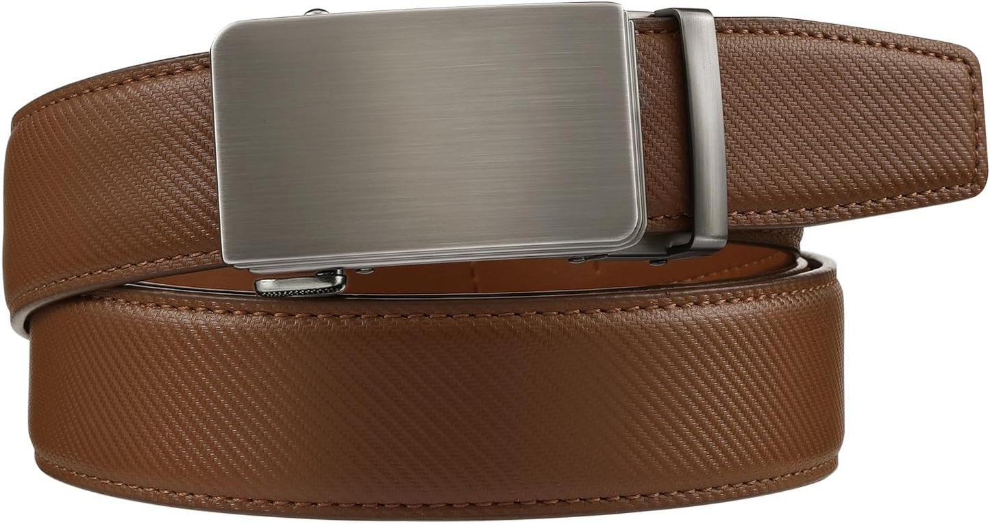 Zitahli Belt Men, Ratchet Belt Dress with 1 3/8" Premium Leather,Slide Belt with Easier Adjustable Automatic Buckle