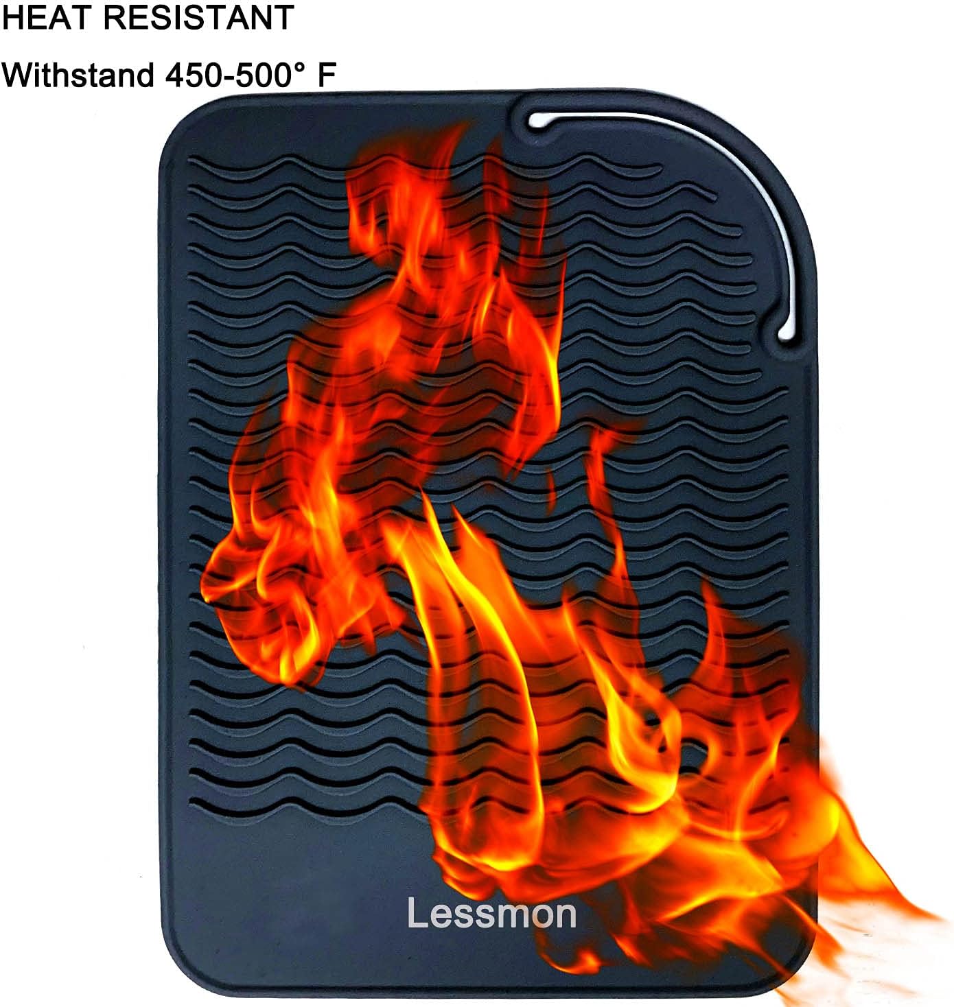 Large Heat Resistant Mat for Curling Irons, Hair Straightener, Flat Irons and Hair Styling Tools 11" x 7.5", Black