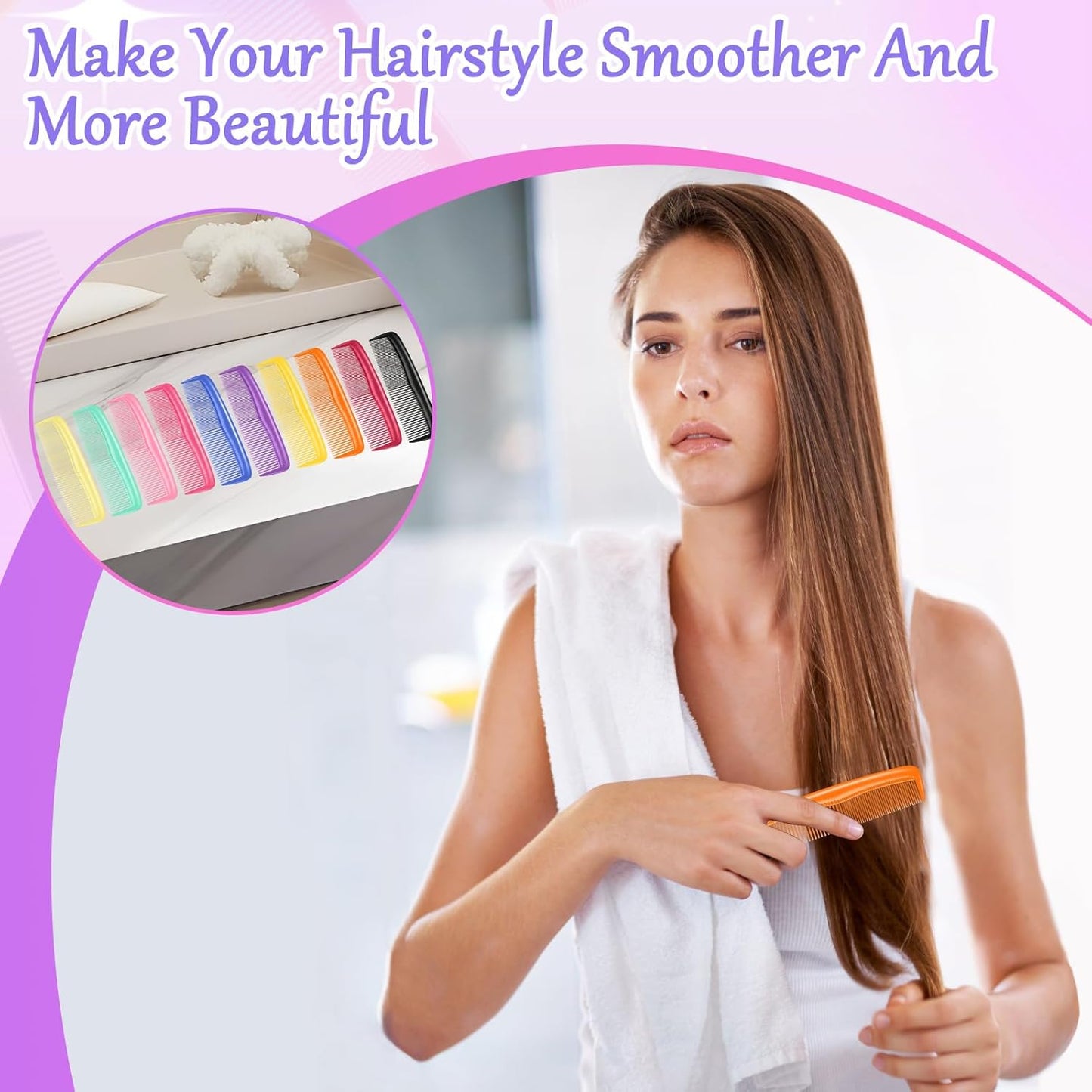 HOFASON 100 Pack Combs Bulk for Women Kids Homeless, Individually Wrapped Plastic Pocket Hair Combs Set Small Bulk Travel Combs for Styling, Homeless, Hotel, Shelter, Nursing Home, Charity, 10 Colors