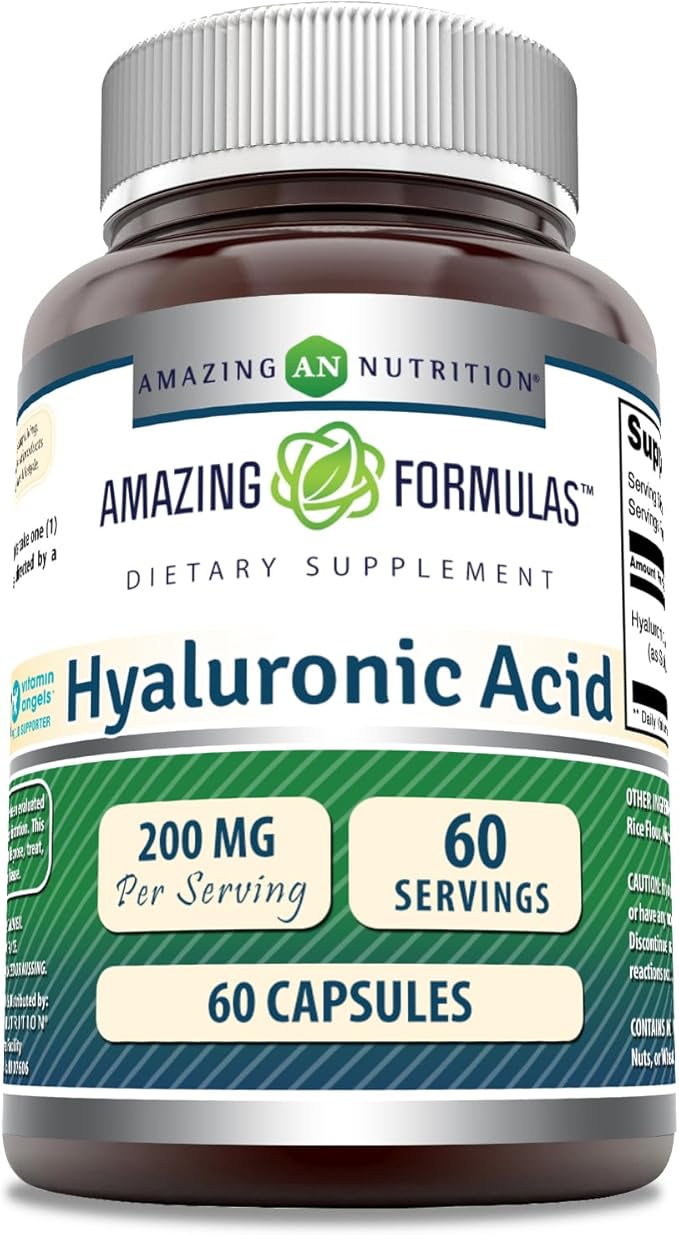 Amazing Formulas Hyaluronic Acid 200 Mg Per Serving Capsules Supplement | Non-GMO | Gluten Free | Made in USA (60 Count)