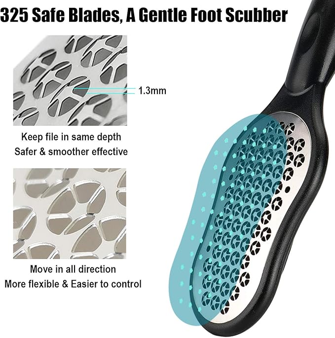 LePinko Foot Scrubber Set, Updated Blades, No Hurt Feet File, Powerful Pedicure Tool to Remove Callus and Dead Skin, Use in Shower or Dry, 2PCS