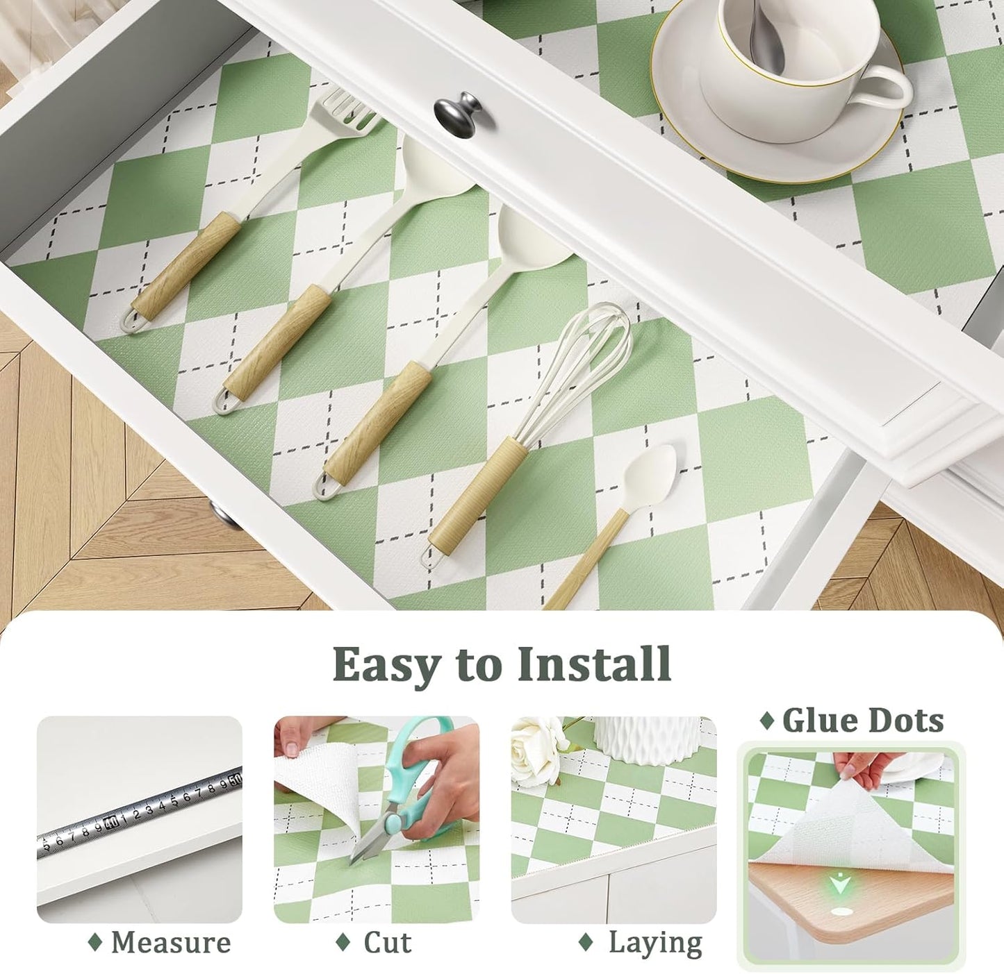 Sage Green Shelf Liner for Kitchen Cabinets 18" x 240" Non-Adhesive Non-Slip Drawer Liners for Dresser, Waterproof Washable Paper, Durable Protector Mat for Pantry Shelves Cupboards