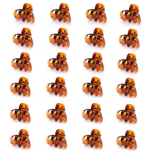 Cobahom 24 Pcs Small Hair Claw 1.2 Inch Plastic Hair Clips Mini Grip Octopus Clips Styling Accessories for Women and Girls (Brown)