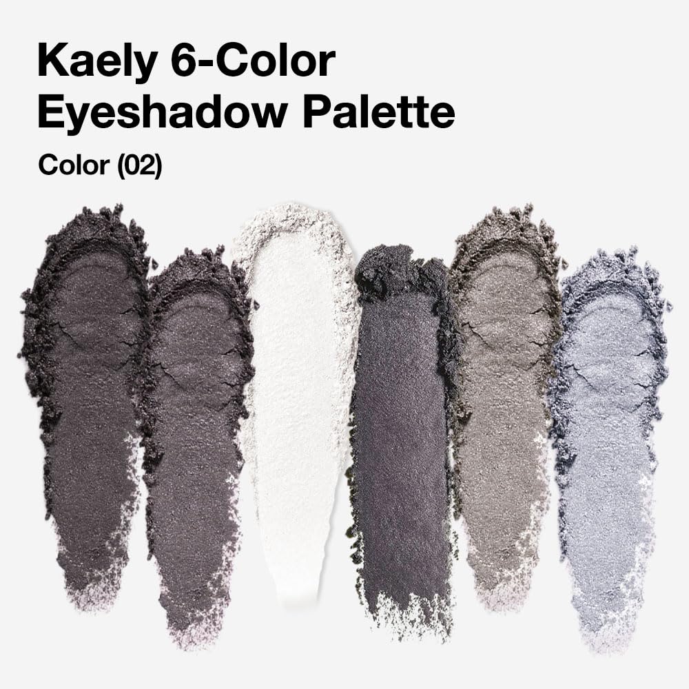 6 Color Eyeshadow Makeup Palette for Women Smoky Shimmer, Black Smoky Gray White Silver Taupe Eyeshadows Palette, Everyday Long Lasting Pigmented Smoky Glitter Eys Makeup, Travel Size 02#