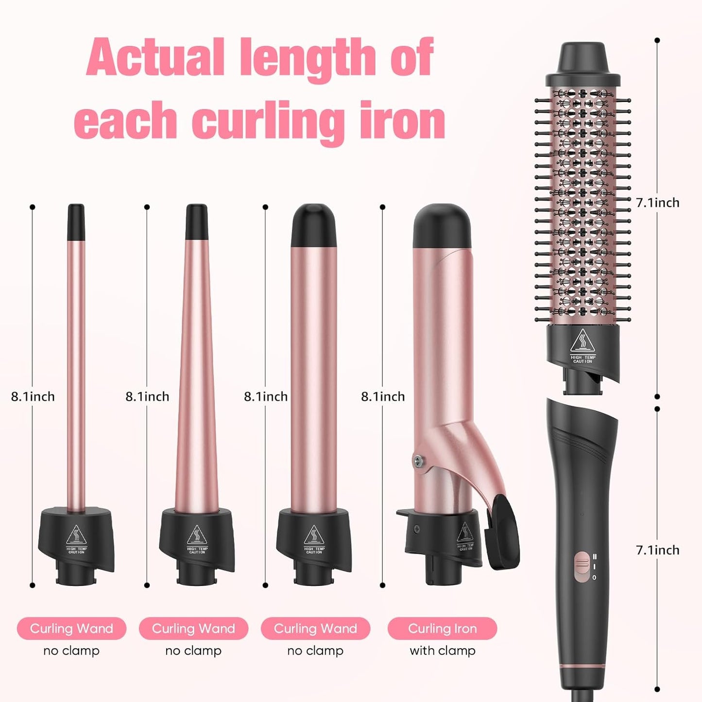 ANIEKIN 5 in 1 Curling Iron Set, Fast Heat Up Curling Wand from 3/8 to 1 1/4 Inch and a Thermal Brush Come with, Dual Voltage Hair Curler for Women All Hair Types and Travel Use, Gifts for Women