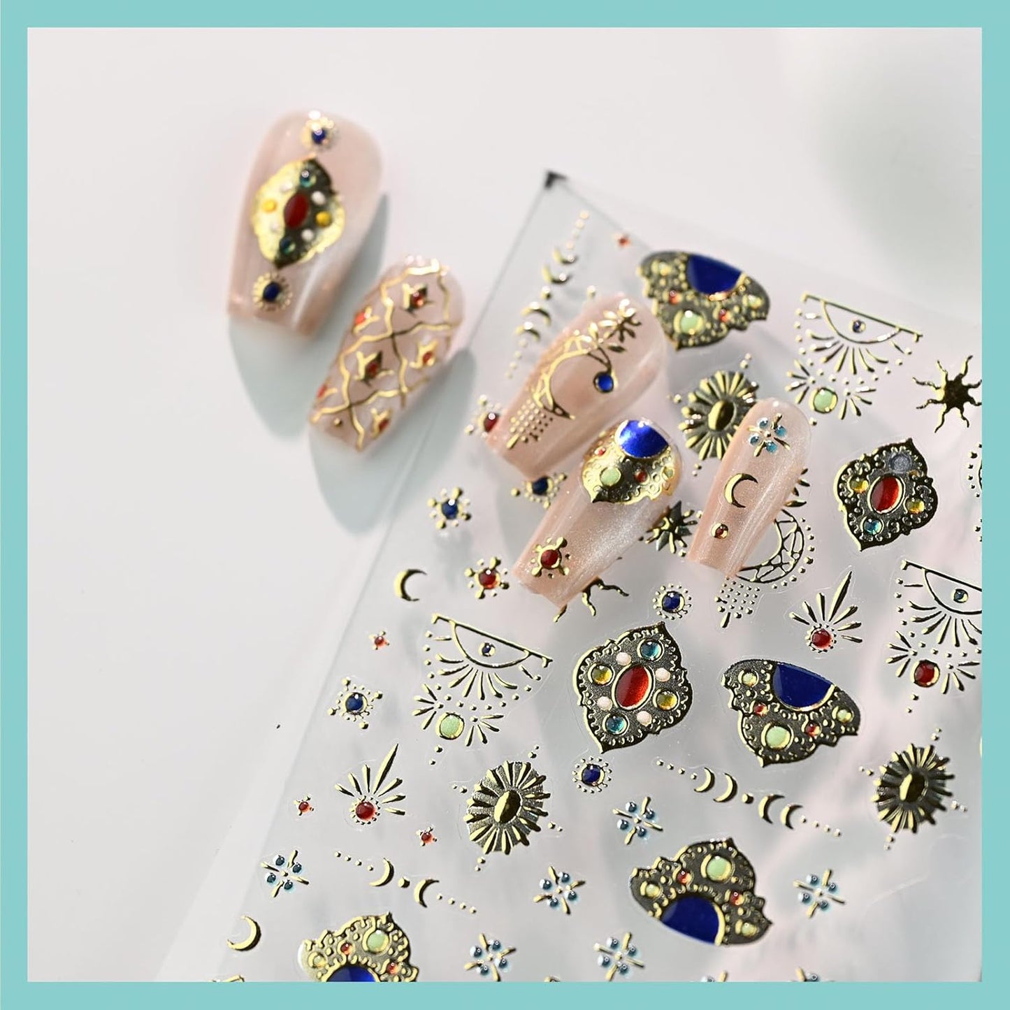 Gold Totem Vintage Nail Art Stickers, Nail Decals, Self-Adhesive, Nail Accessories for Women, Nail Decorations