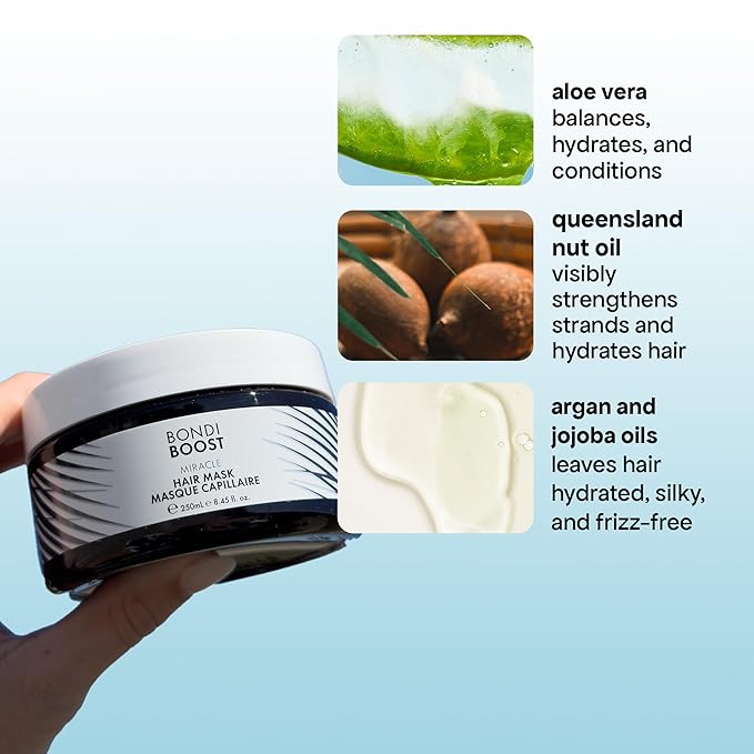BONDIBOOST Miracle Hair Mask for Damaged Hair [8.45 fl oz], Deep Conditioning Hair Mask for Fine Hair, Clinically-Proven to Improve Split Ends, Argan Oil + Biotinoyl Tripeptide-1 Formula, Sulfate Free