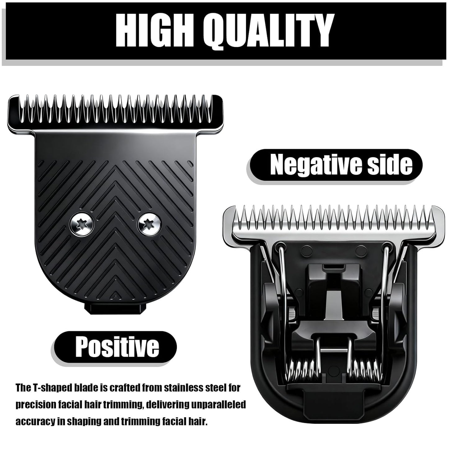 Premium Stainless Steel T Blade Replacement for MANSCAPED The Beard Hedger Replacement SkinSafe Trimmer Blade for Precision Facial Hair Trimming (Black-1)