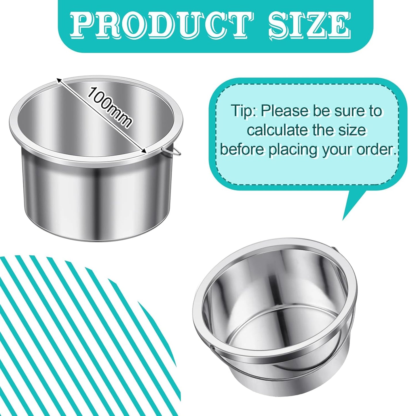 1 Piece Wax Pot Wax Warmer Replacement Tin Inner Pot Portable Hair Removal Waxing Bowl for 500 ml Hair Remover Machine